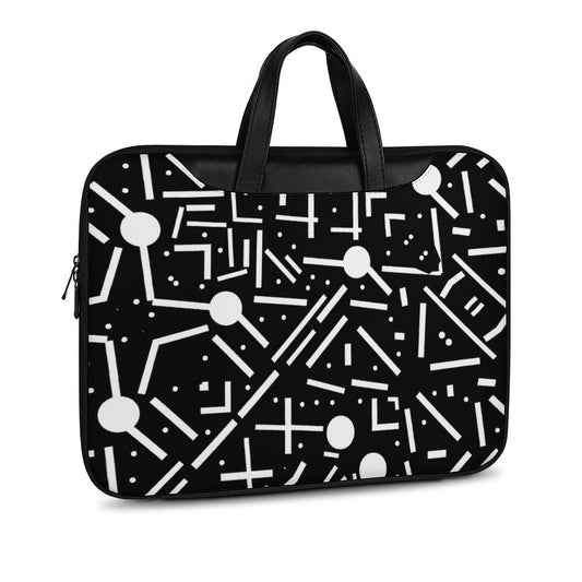 Black & White Geometric Laptop Bag – Stylish Protection for Your Tech Gear - Modle PRINTANK-LaptopBag-X6F2R7