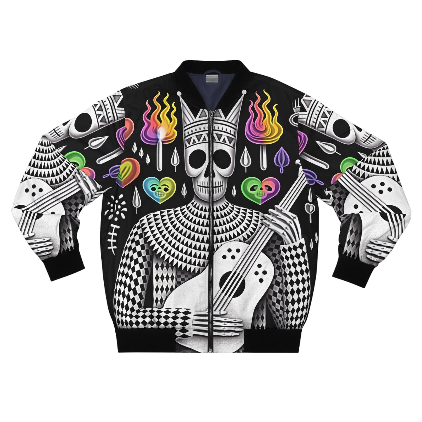 Skull Bomber Jacket|Men's Artistic Bomber Jacket, Skull Design, Vintage Style, Unisex Outerwear, Festival Fashion, Perfect Gift for Music Lovers