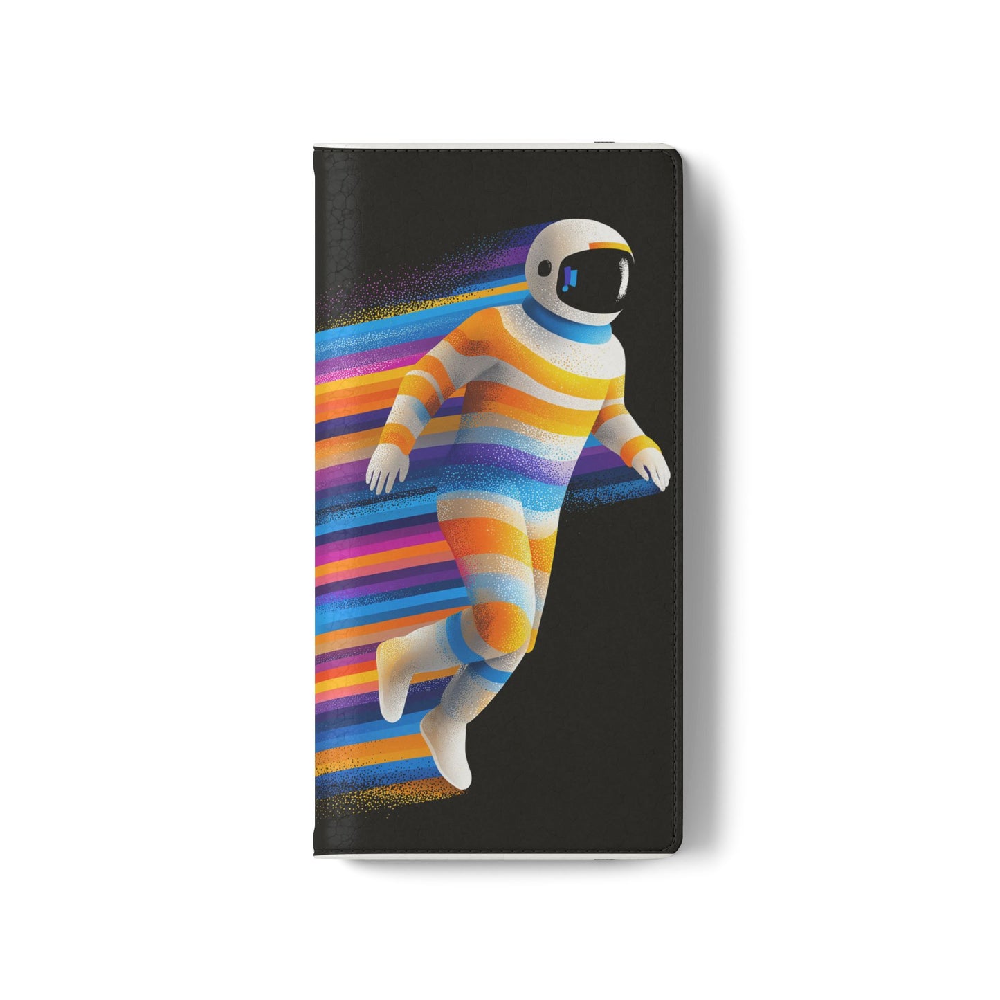Rainbow Astronaut Flip Wallet Phone Case - Colorful Space Art Cover for iPhone 16 15 14 13 12 11 Pro Max & Samsung Galaxy S series