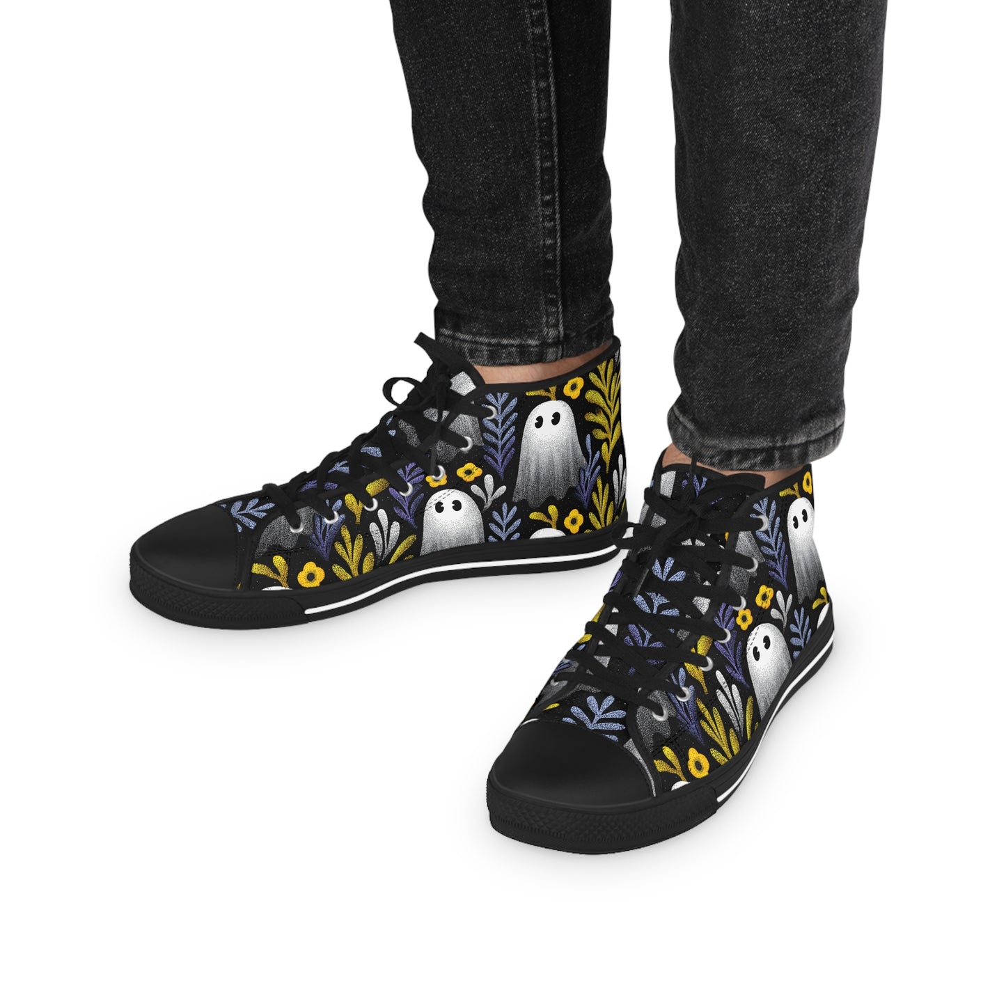 Unique Gift for Halloween, Ghost Canvas Sneakers High Tops|Halloween Gift for Libra & Pisces