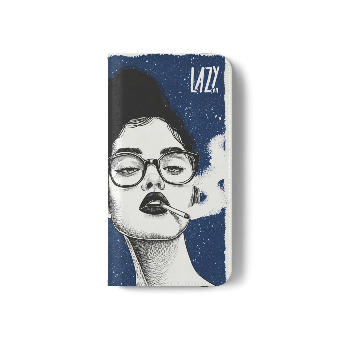 Phone Wallet Flip Case, Lazy Time Girl Design, Stylish Smartphone Case -iPhone case & Samsung Galaxy case, Gift for Her, Phone Accessory