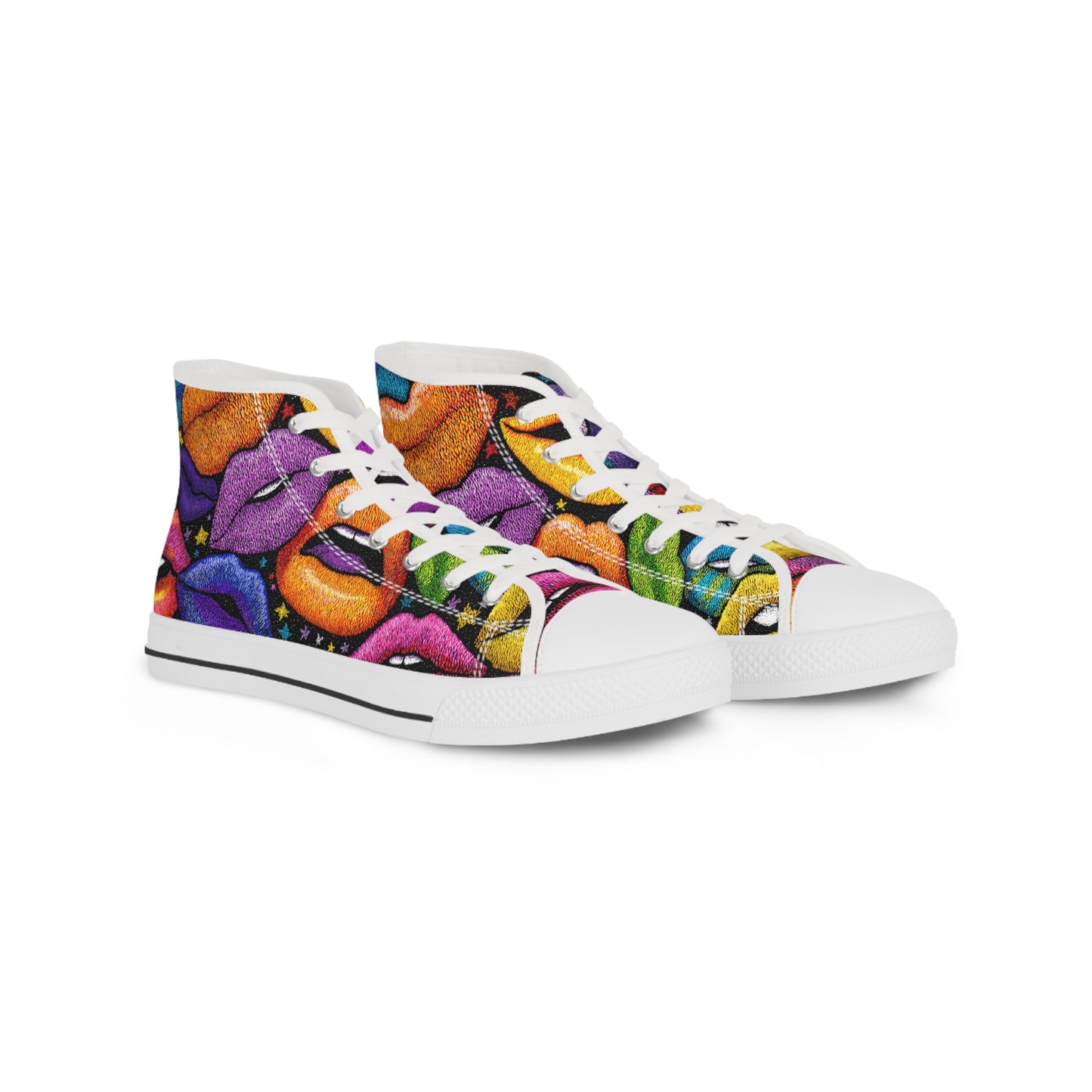 High Top Sneakers - Funky Colorful Lips Design