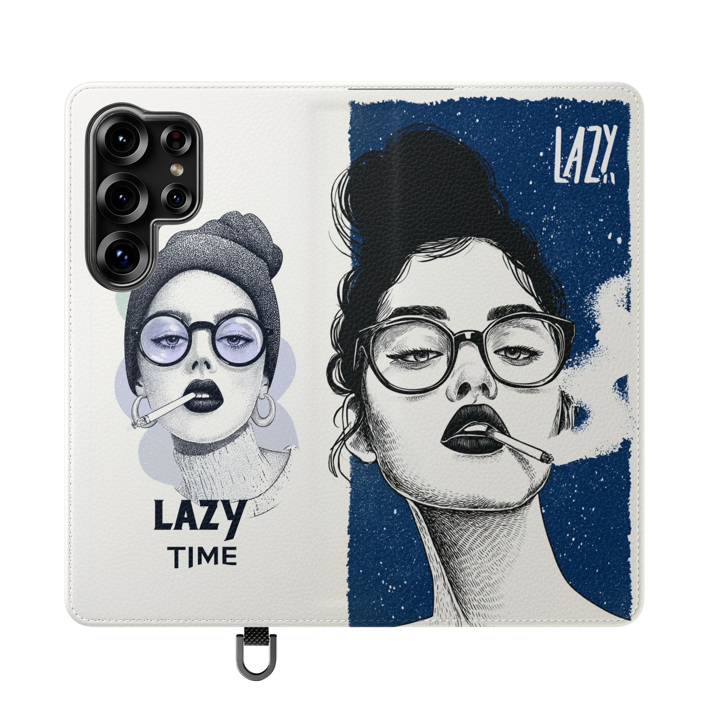 Phone Wallet Flip Case, Lazy Time Girl Design, Stylish Smartphone Case -iPhone case & Samsung Galaxy case, Gift for Her, Phone Accessory