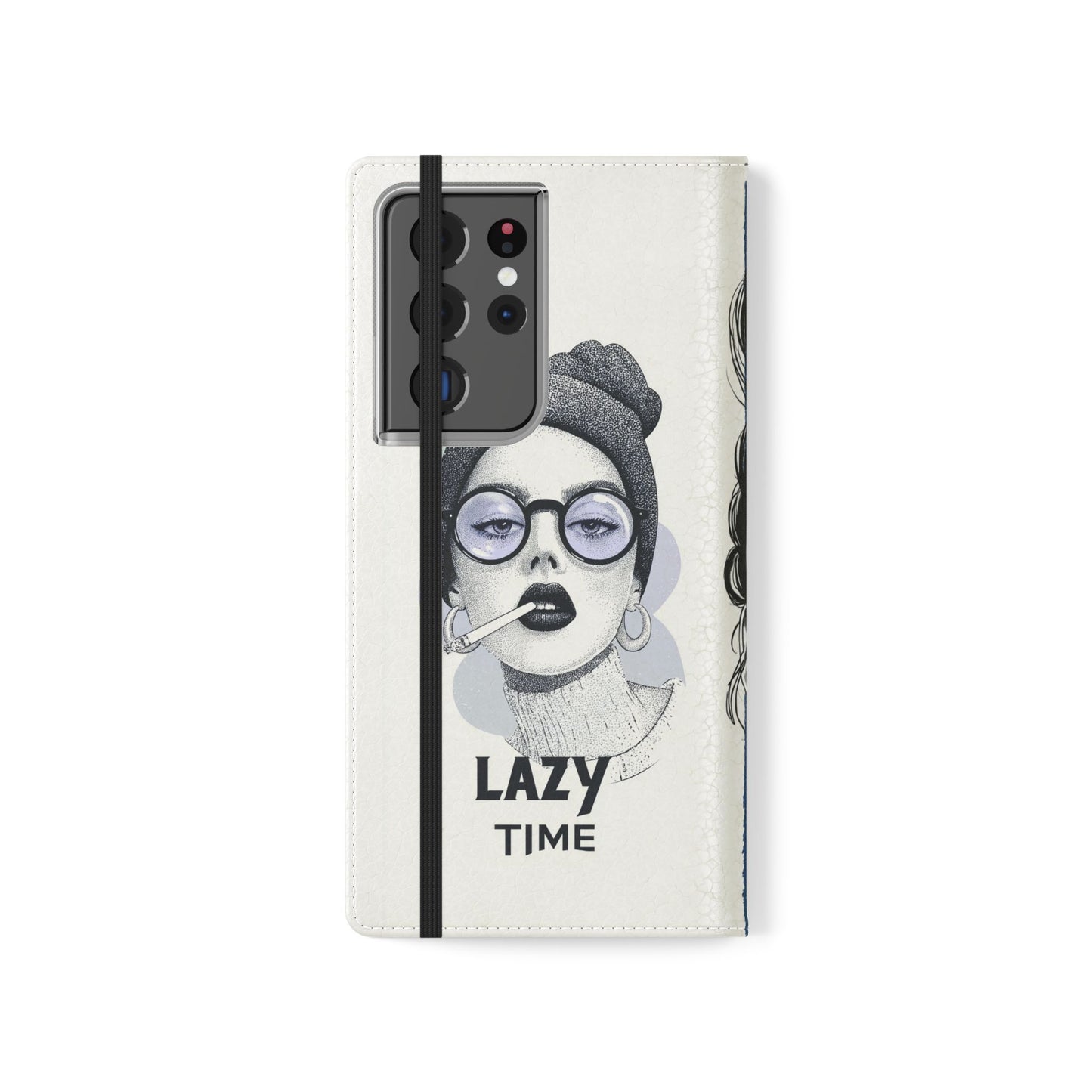 Phone Wallet Flip Case, Lazy Time Girl Design, Stylish Smartphone Case -iPhone case & Samsung Galaxy case, Gift for Her, Phone Accessory