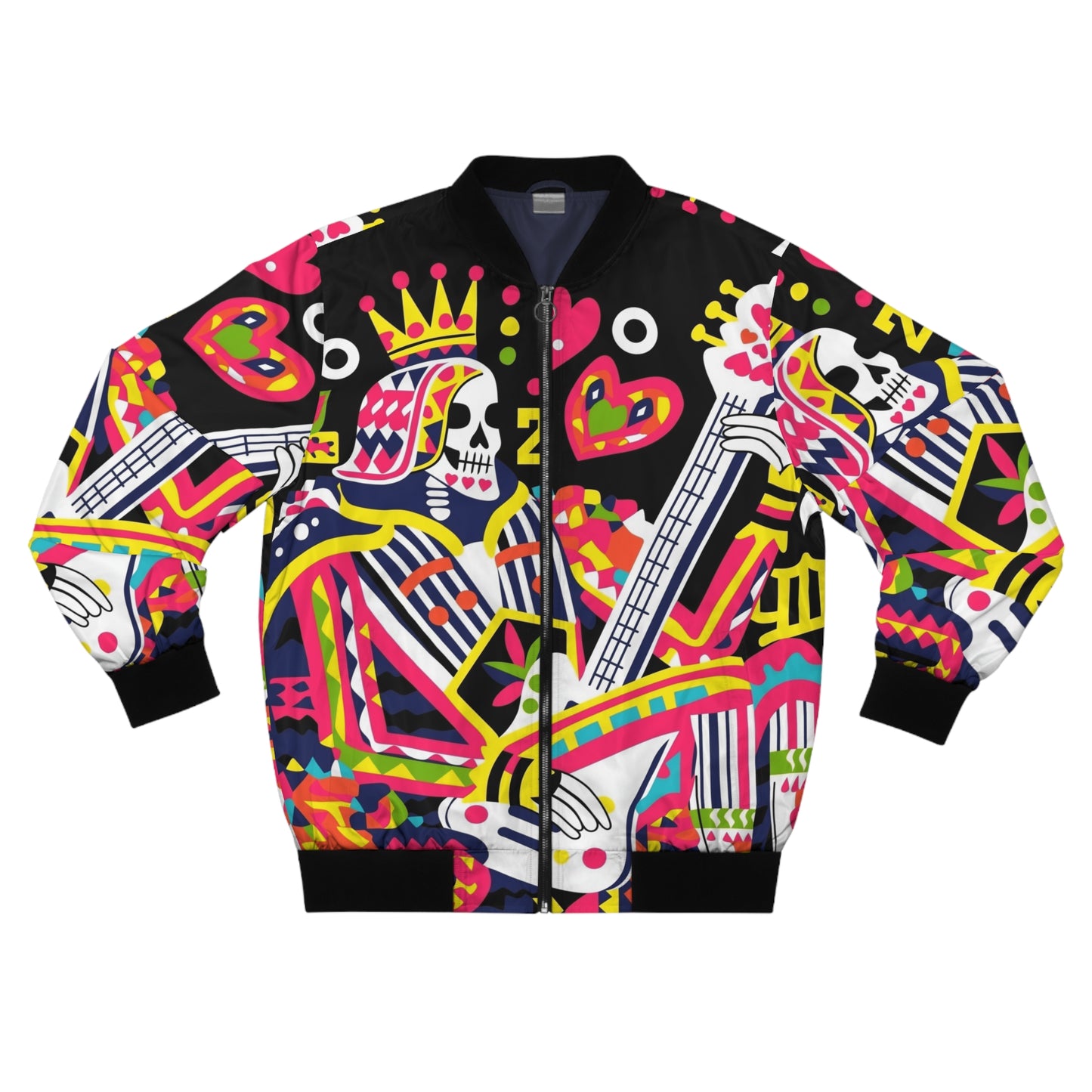 Graffiti Skull Playing Card Bomber Jacket – Streetwear Gift for Leo & Gemini