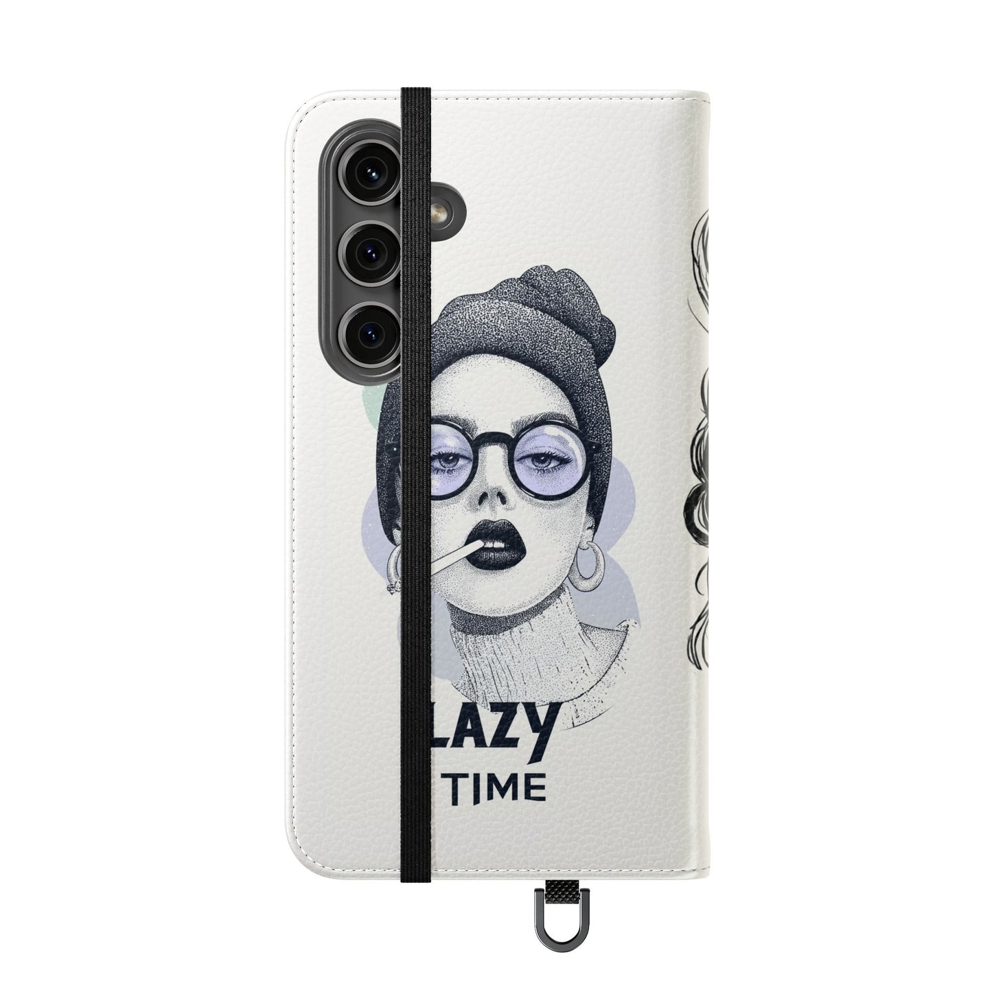 Phone Wallet Flip Case, Lazy Time Girl Design, Stylish Smartphone Case -iPhone case & Samsung Galaxy case, Gift for Her, Phone Accessory