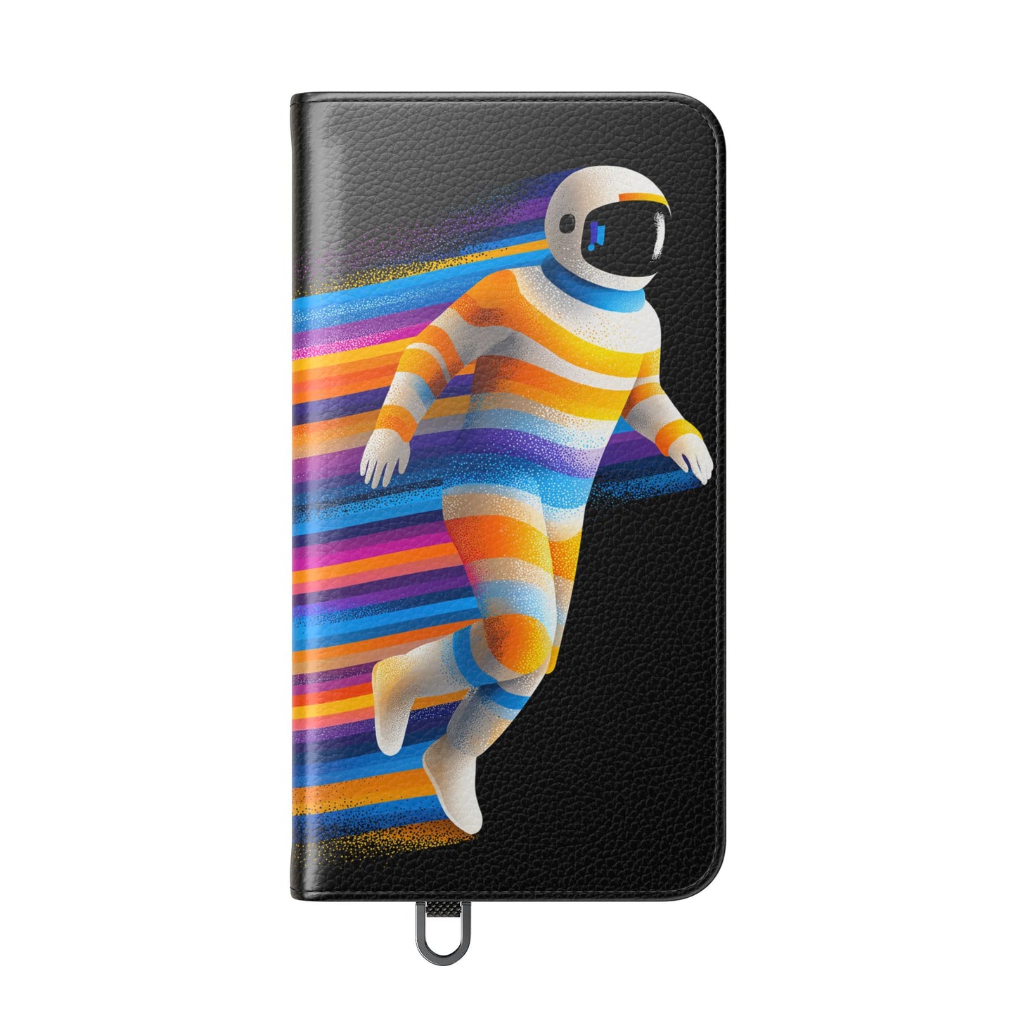 Rainbow Astronaut Flip Wallet Phone Case - Colorful Space Art Cover for iPhone 16 15 14 13 12 11 Pro Max & Samsung Galaxy S series
