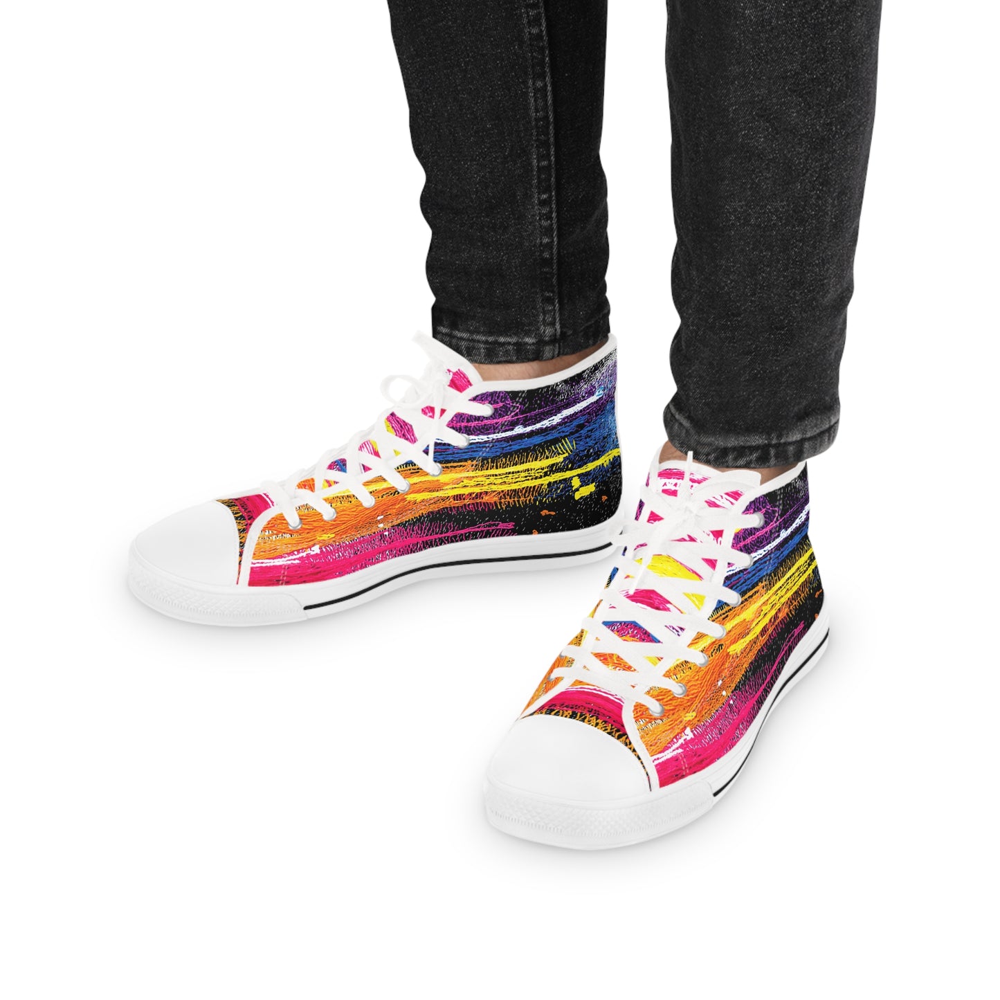 Colorful Sneakers-Graffiti Rainbow High Top Sneakers: Gift for Aquarius & Leo
