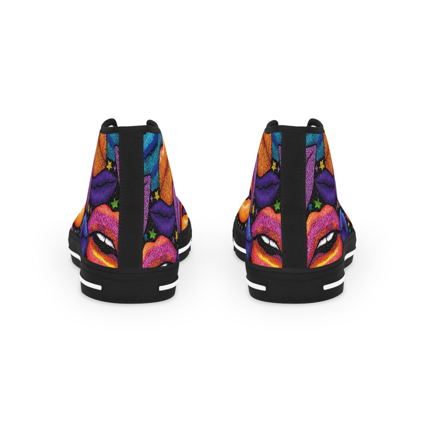 High Top Sneakers - Funky Colorful Lips Design