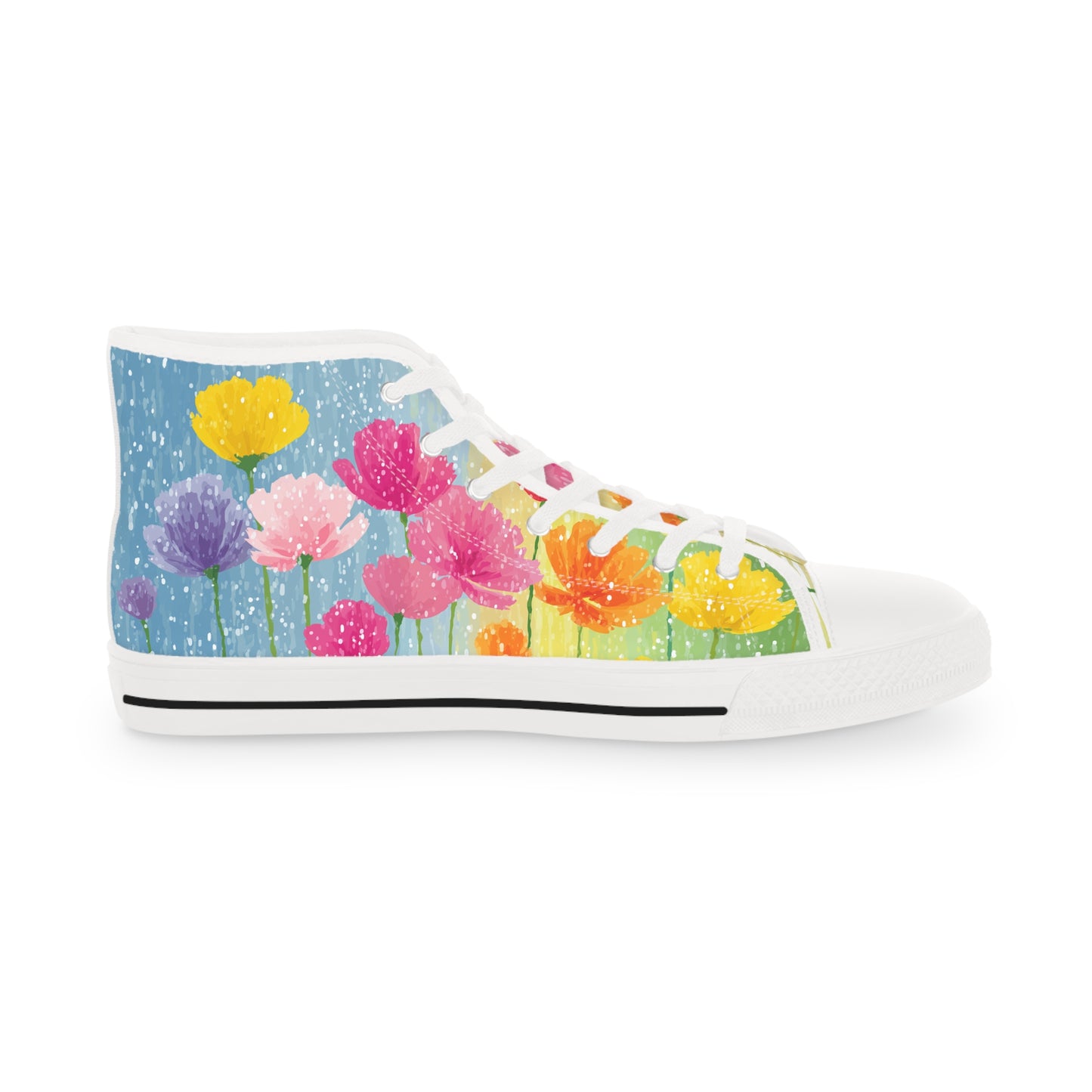Floral Sneakers|Colorful Floral High Top Sneakers for Spring, Customizable Sneaker Gift, Trendy Footwear, Summer Shoes, Unique Art Sneakers