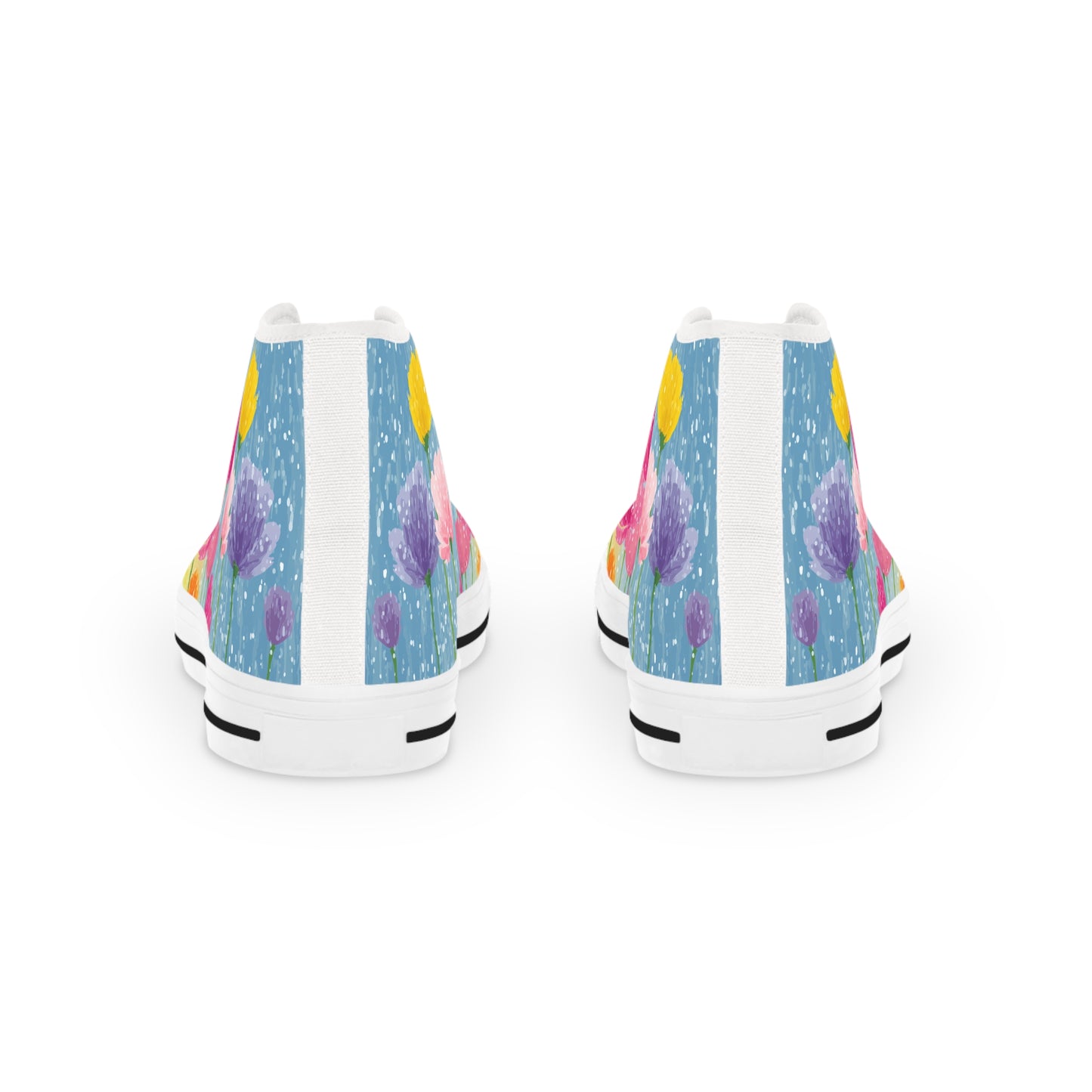 Floral Sneakers|Colorful Floral High Top Sneakers for Spring, Customizable Sneaker Gift, Trendy Footwear, Summer Shoes, Unique Art Sneakers