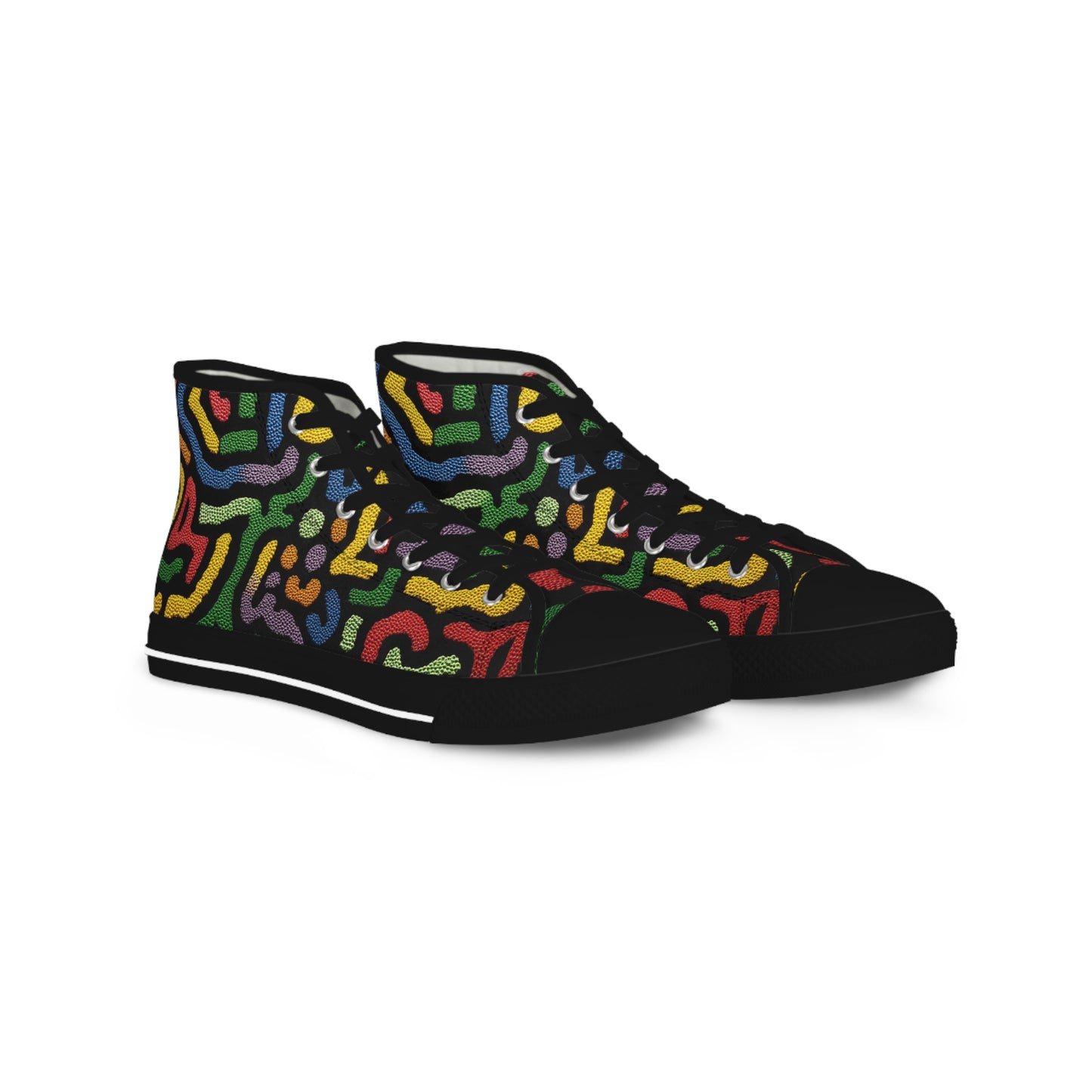 Colorful Men's High Top Sneakers, Colorful Abstract Print High Top Sneakers – Street Style Gift for Gemini & Sagittarius