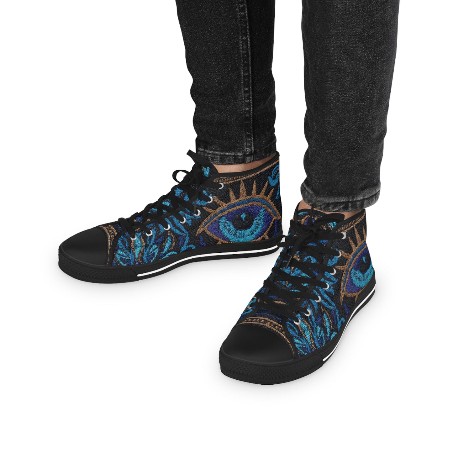 Faux-Embroidery Print High Top Canvas Sneakers | Gift for Leo & Aquarius