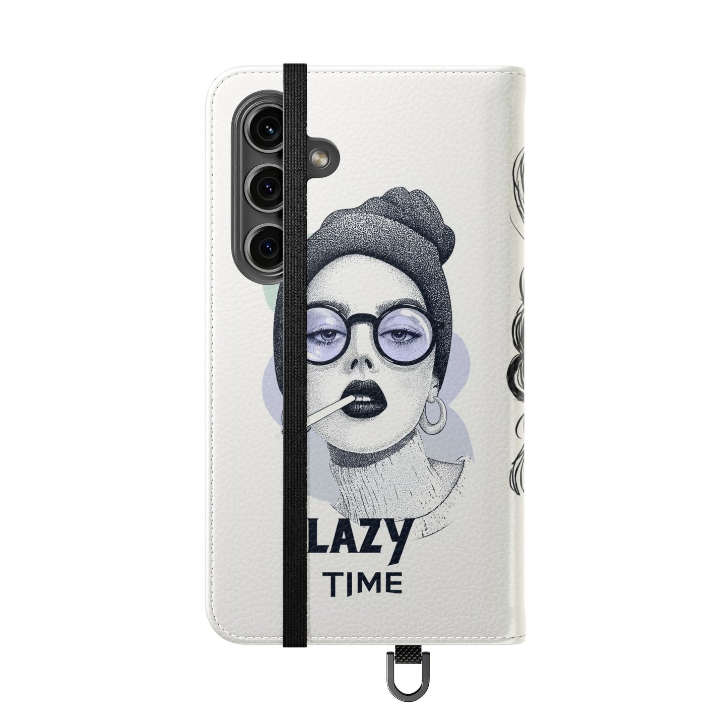 Phone Wallet Flip Case, Lazy Time Girl Design, Stylish Smartphone Case -iPhone case & Samsung Galaxy case, Gift for Her, Phone Accessory