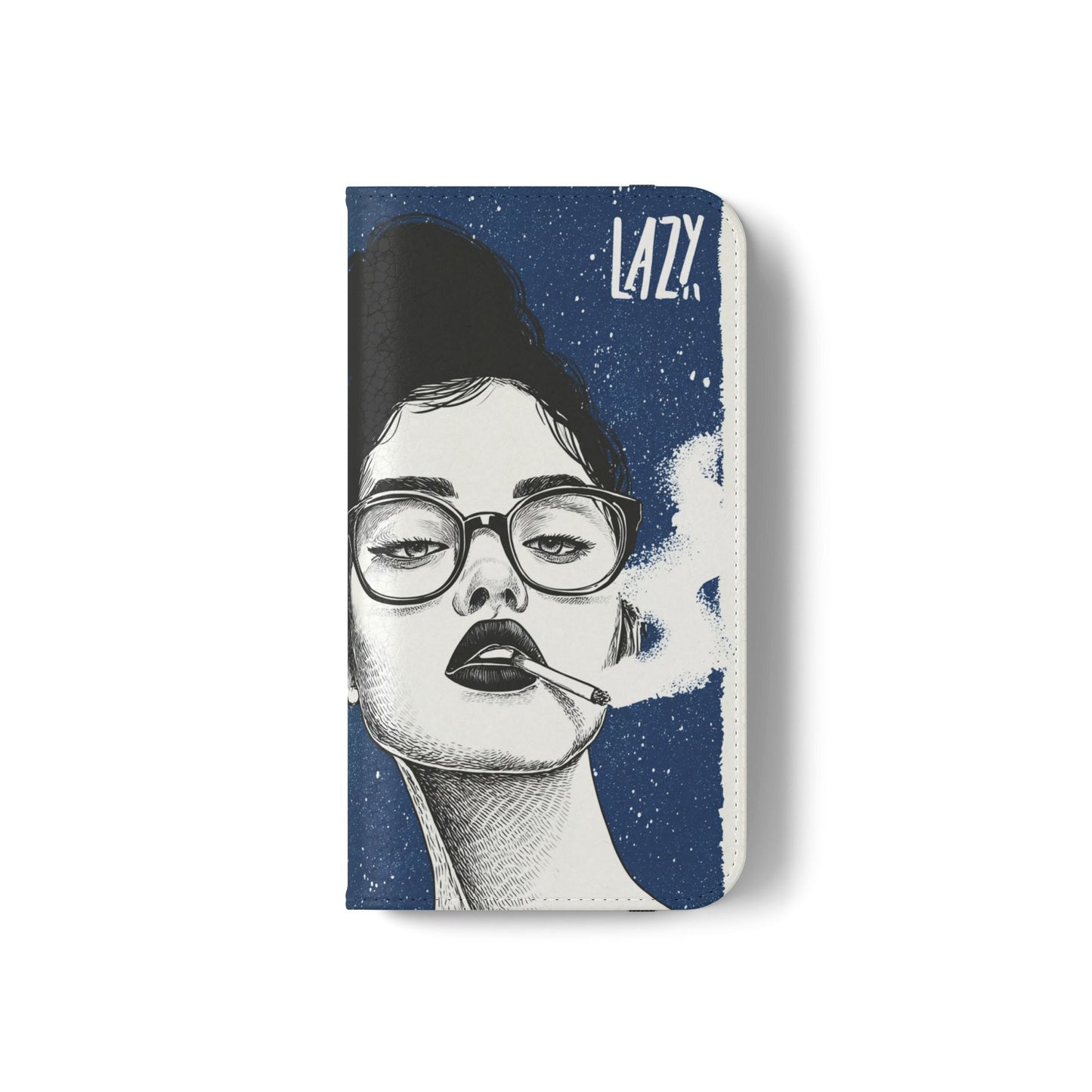 Phone Wallet Flip Case, Lazy Time Girl Design, Stylish Smartphone Case -iPhone case & Samsung Galaxy case, Gift for Her, Phone Accessory