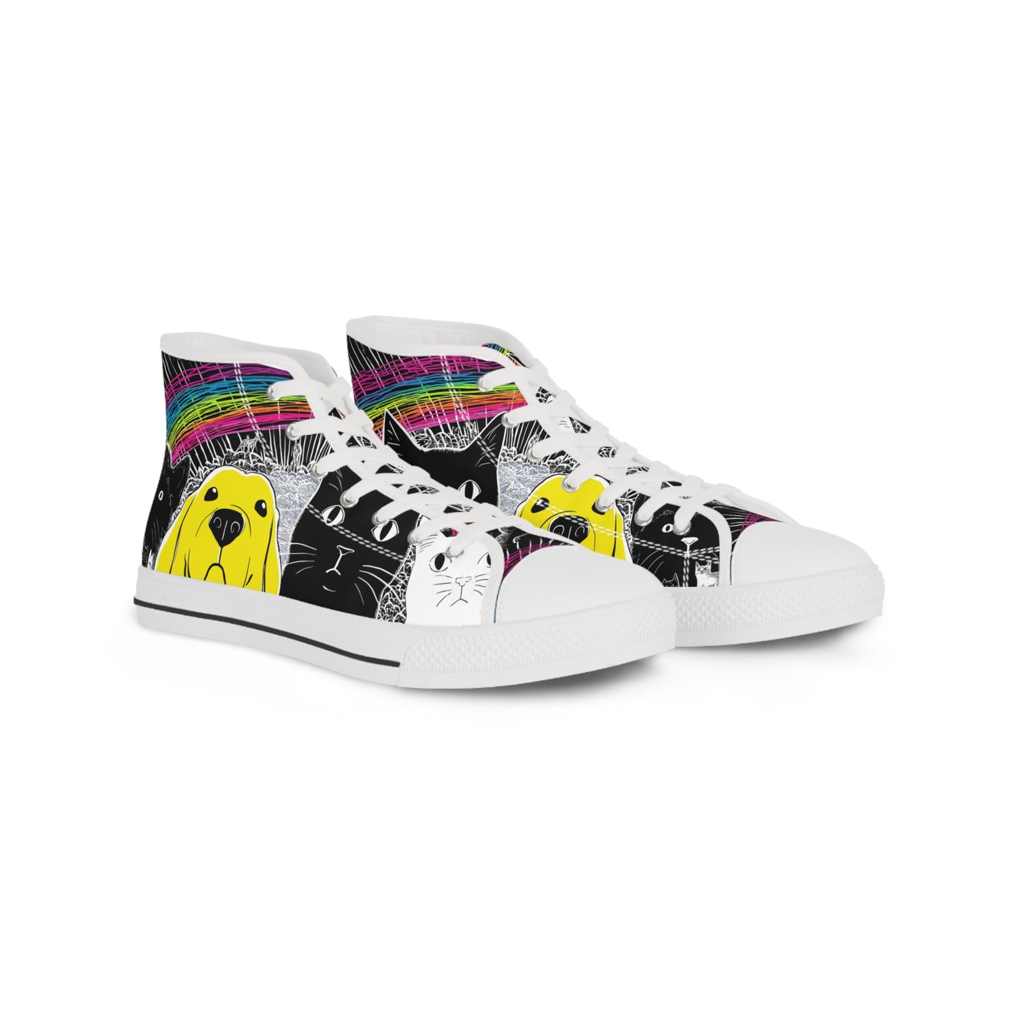Sneakers Hand-Drawn Cat and Dog Art Canvas shoes