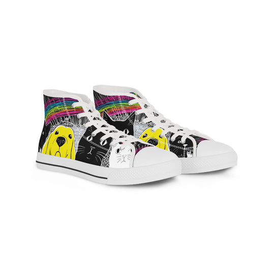Sneakers Hand-Drawn Cat and Dog Art Canvas shoes