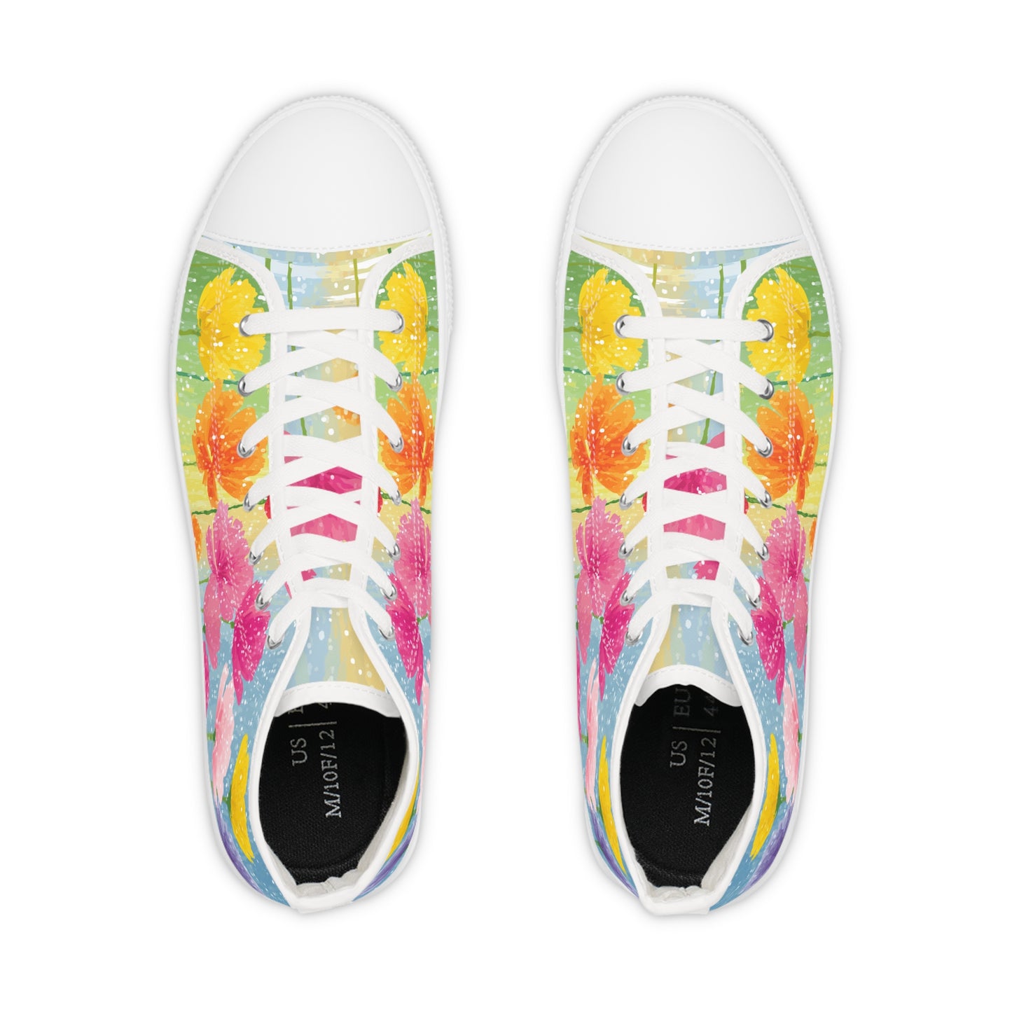 Floral Sneakers|Colorful Floral High Top Sneakers for Spring, Customizable Sneaker Gift, Trendy Footwear, Summer Shoes, Unique Art Sneakers