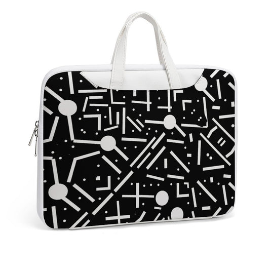 Black & White Geometric Laptop Bag – Stylish Protection for Your Tech Gear - Modle PRINTANK-LaptopBag-X6F2R7