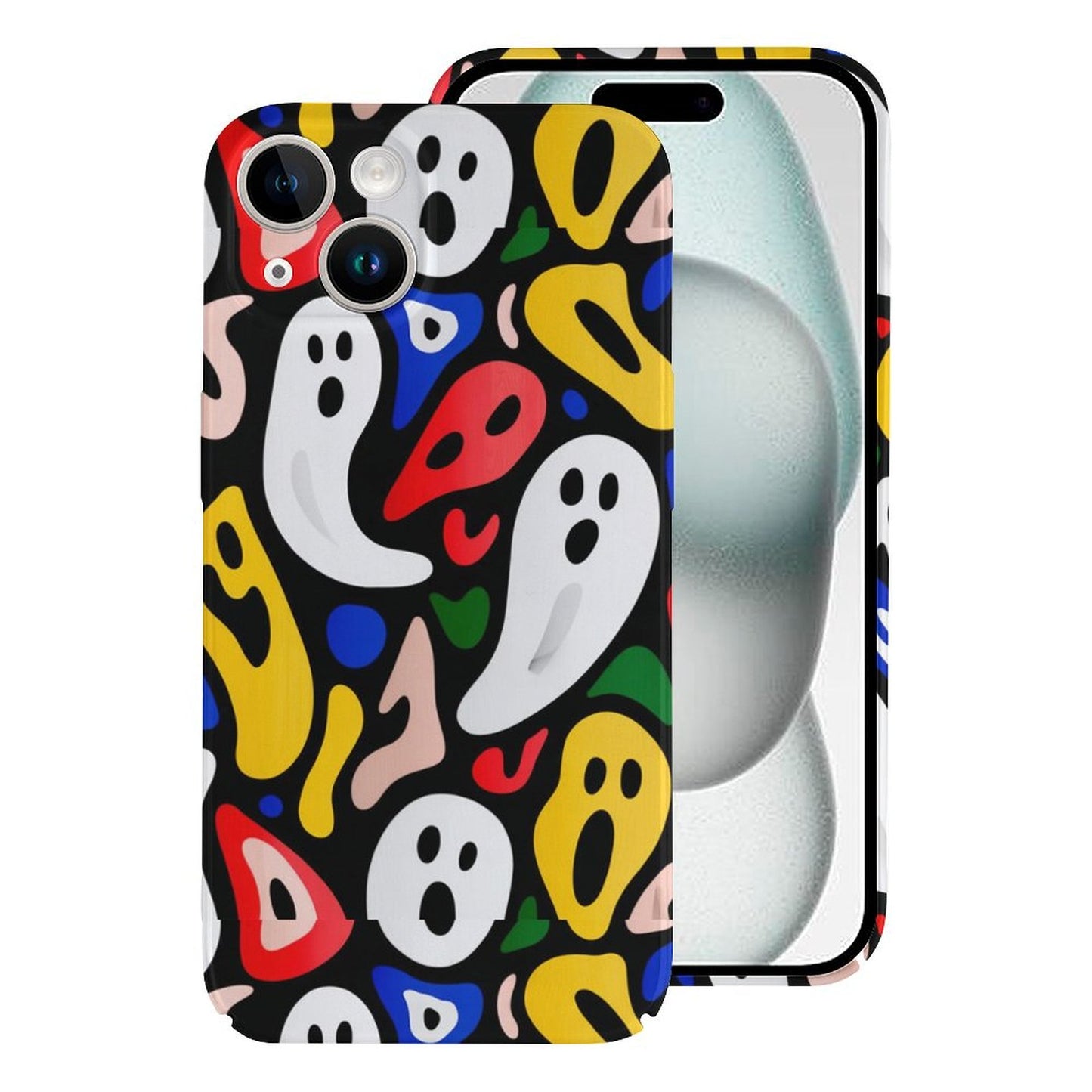 Colorful Ghost Pattern iPhone 15 Case - Gift for Aquarius | Halloween Gift Idea | Cute Halloween Aesthetic Phone Cover - Bday Surprise Ideas |PRINTANK-ghTP39