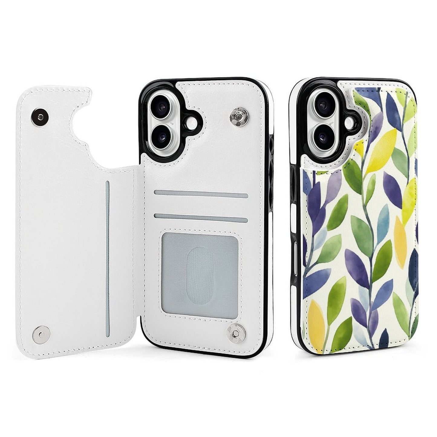 Watercolor Leaf iPhone 16 Wallet Case | Gift for Gemini & Libra