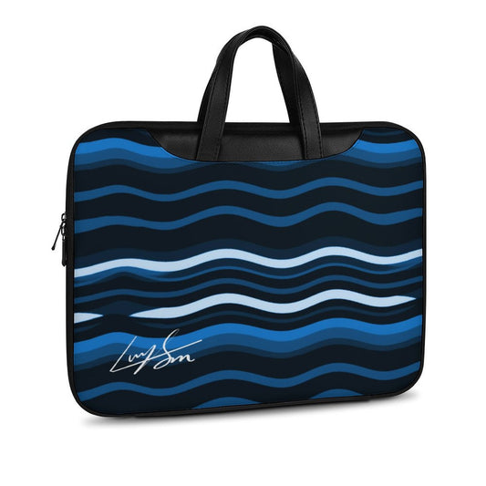 Blue Wave Laptop Bag with Back Luggage Strap - Model: Laptop Sleeve-3f9g0d
