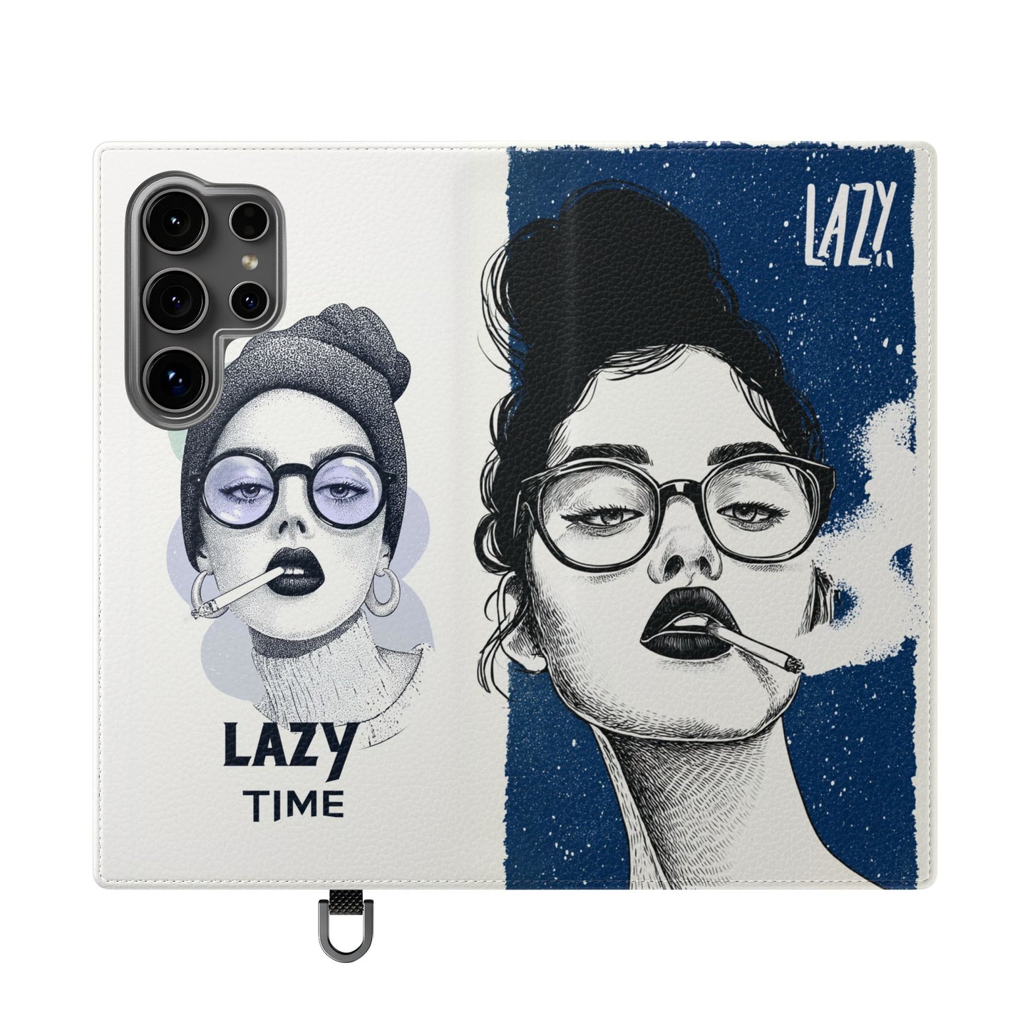 Phone Wallet Flip Case, Lazy Time Girl Design, Stylish Smartphone Case -iPhone case & Samsung Galaxy case, Gift for Her, Phone Accessory