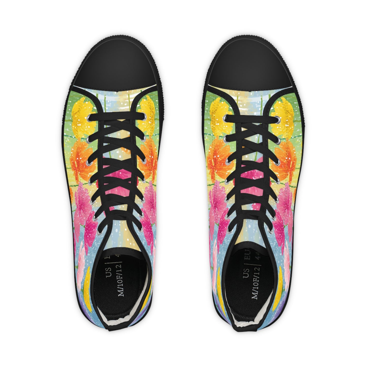 Floral Sneakers|Colorful Floral High Top Sneakers for Spring, Customizable Sneaker Gift, Trendy Footwear, Summer Shoes, Unique Art Sneakers