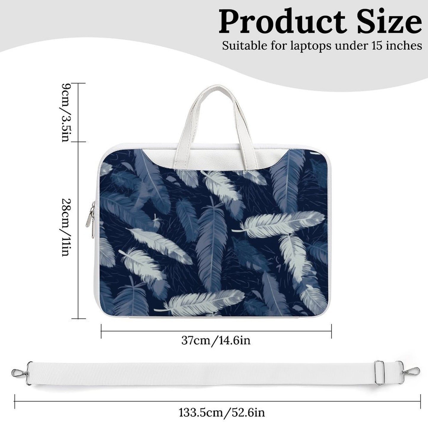 Feather Print Laptop Sleeve Bag – Model: Laptop Sleeve - 6A2B9K