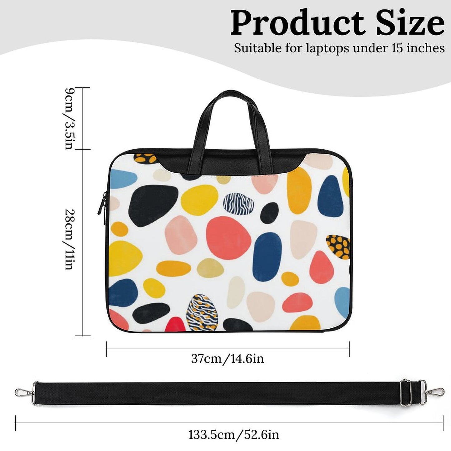 Colorful Dotted Laptop Bag with Back Strap, 180° Opening, Convenient for Travel - Laptop Bag fit for 13 inch/15 inch laptop - Modle:Laptop-7E2F1C