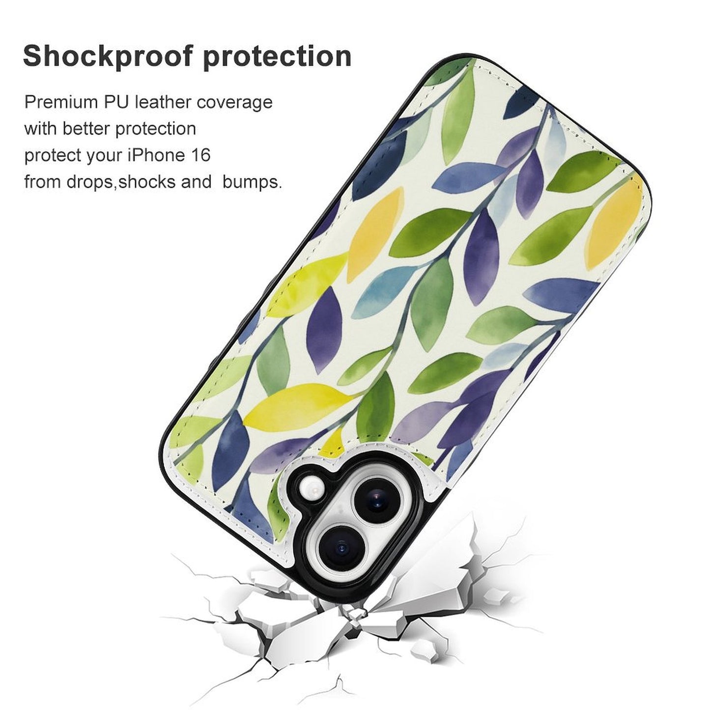 Watercolor Leaf iPhone 16 Wallet Case | Gift for Gemini & Libra