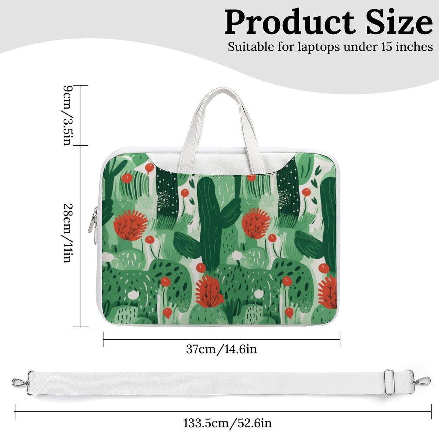 Green & Red Flower Cactus Laptop Bag fit for 13 inch/15 inch laptop - Modle:Laptop-6D2F1C