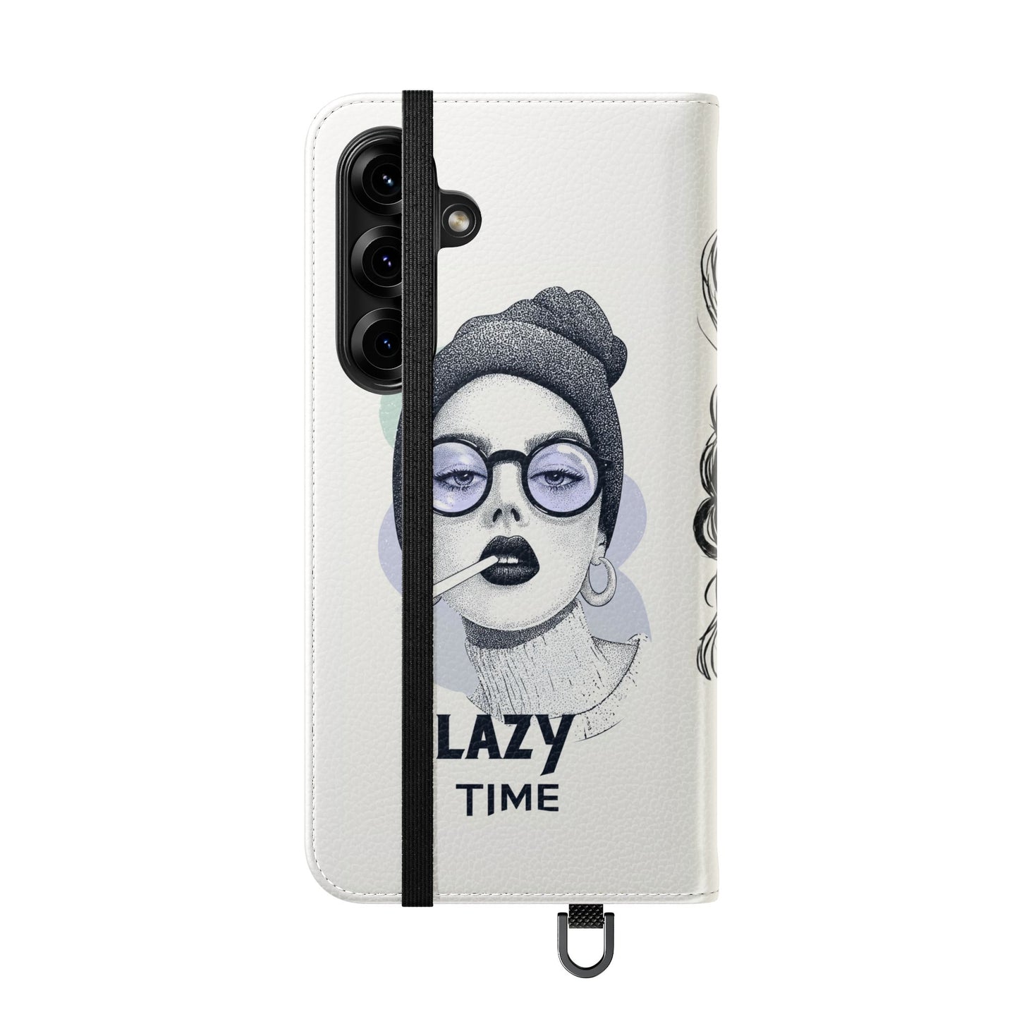 Phone Wallet Flip Case, Lazy Time Girl Design, Stylish Smartphone Case -iPhone case & Samsung Galaxy case, Gift for Her, Phone Accessory