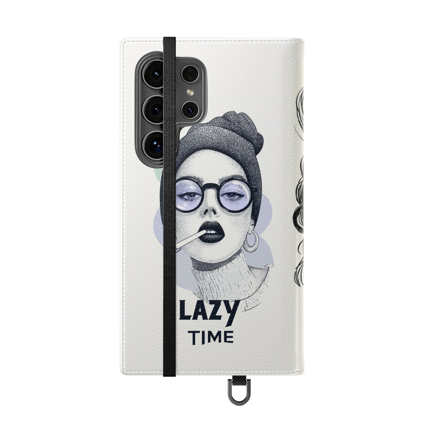 Phone Wallet Flip Case, Lazy Time Girl Design, Stylish Smartphone Case -iPhone case & Samsung Galaxy case, Gift for Her, Phone Accessory