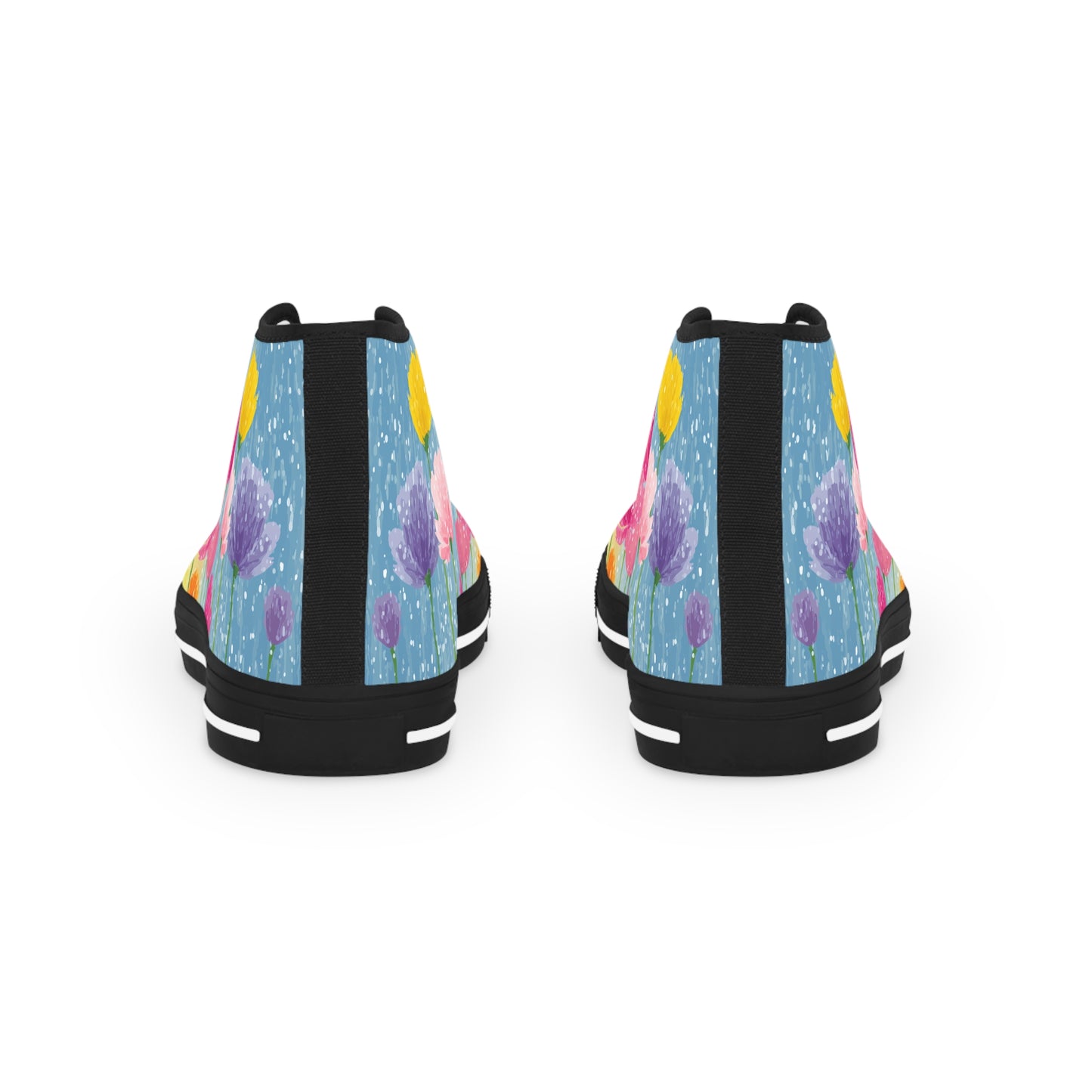 Floral Sneakers|Colorful Floral High Top Sneakers for Spring, Customizable Sneaker Gift, Trendy Footwear, Summer Shoes, Unique Art Sneakers
