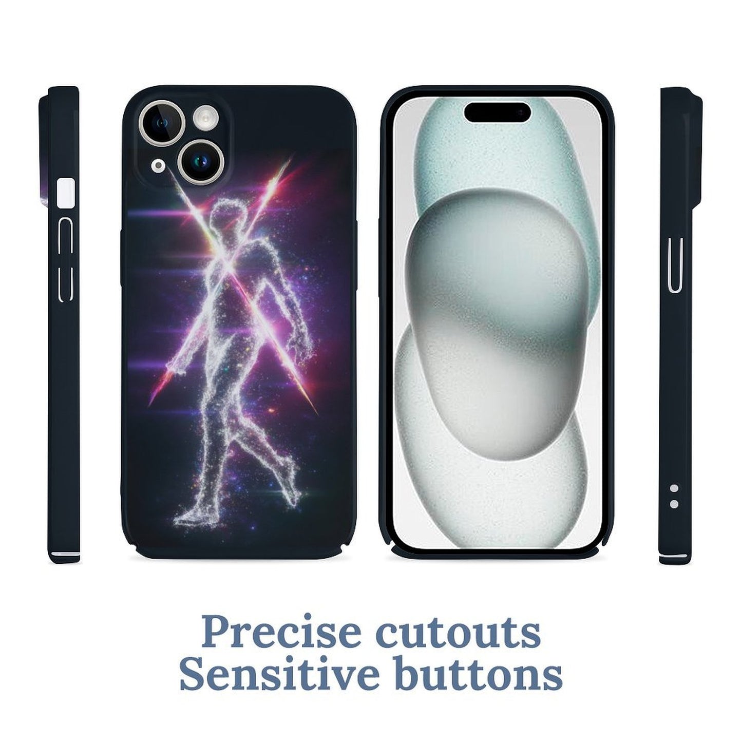 Cosmic Energy Man iPhone 15 Case – Gift for Sagittarius & Aquarius