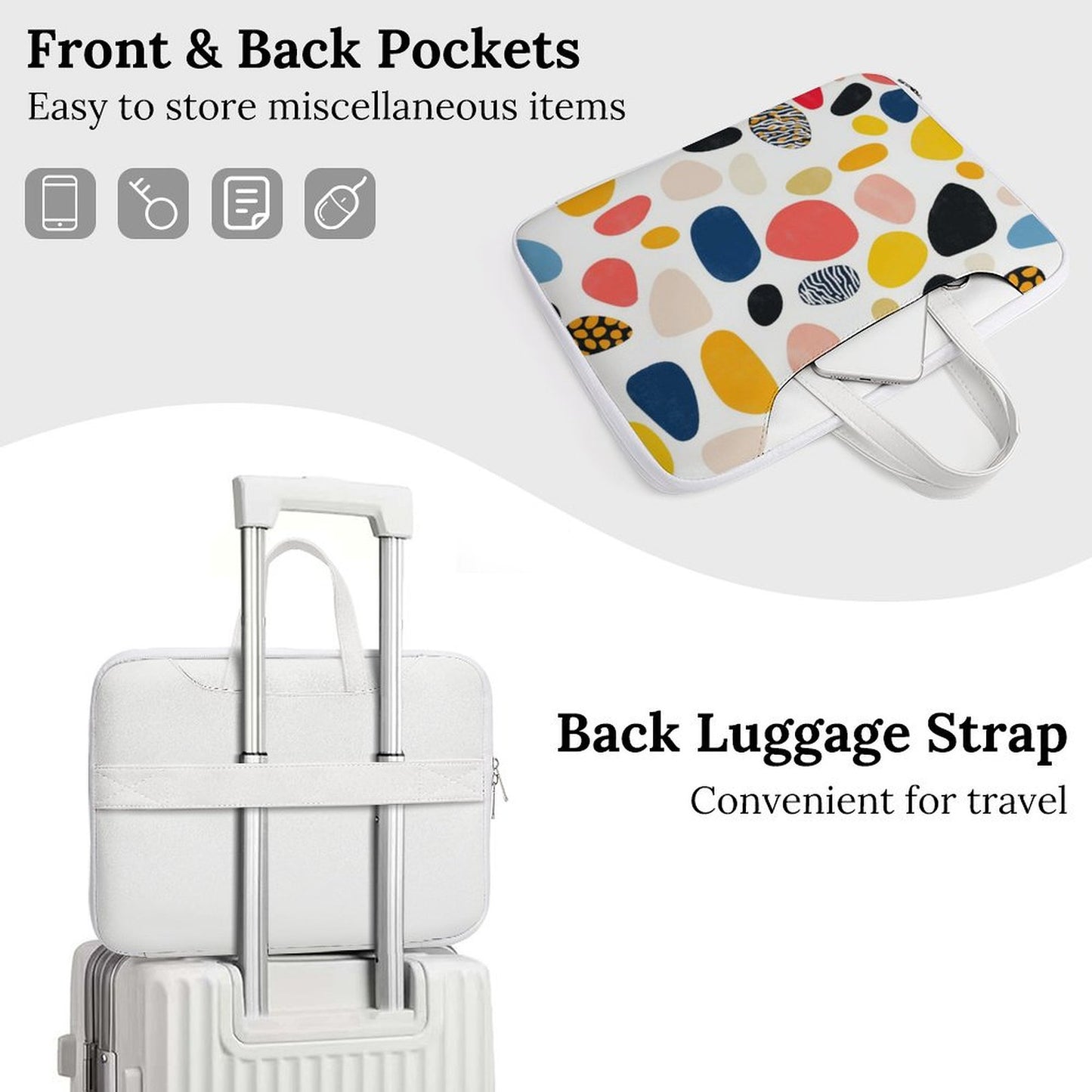 Colorful Dotted Laptop Bag with Back Strap, 180° Opening, Convenient for Travel - Laptop Bag fit for 13 inch/15 inch laptop - Modle:Laptop-7E2F1C