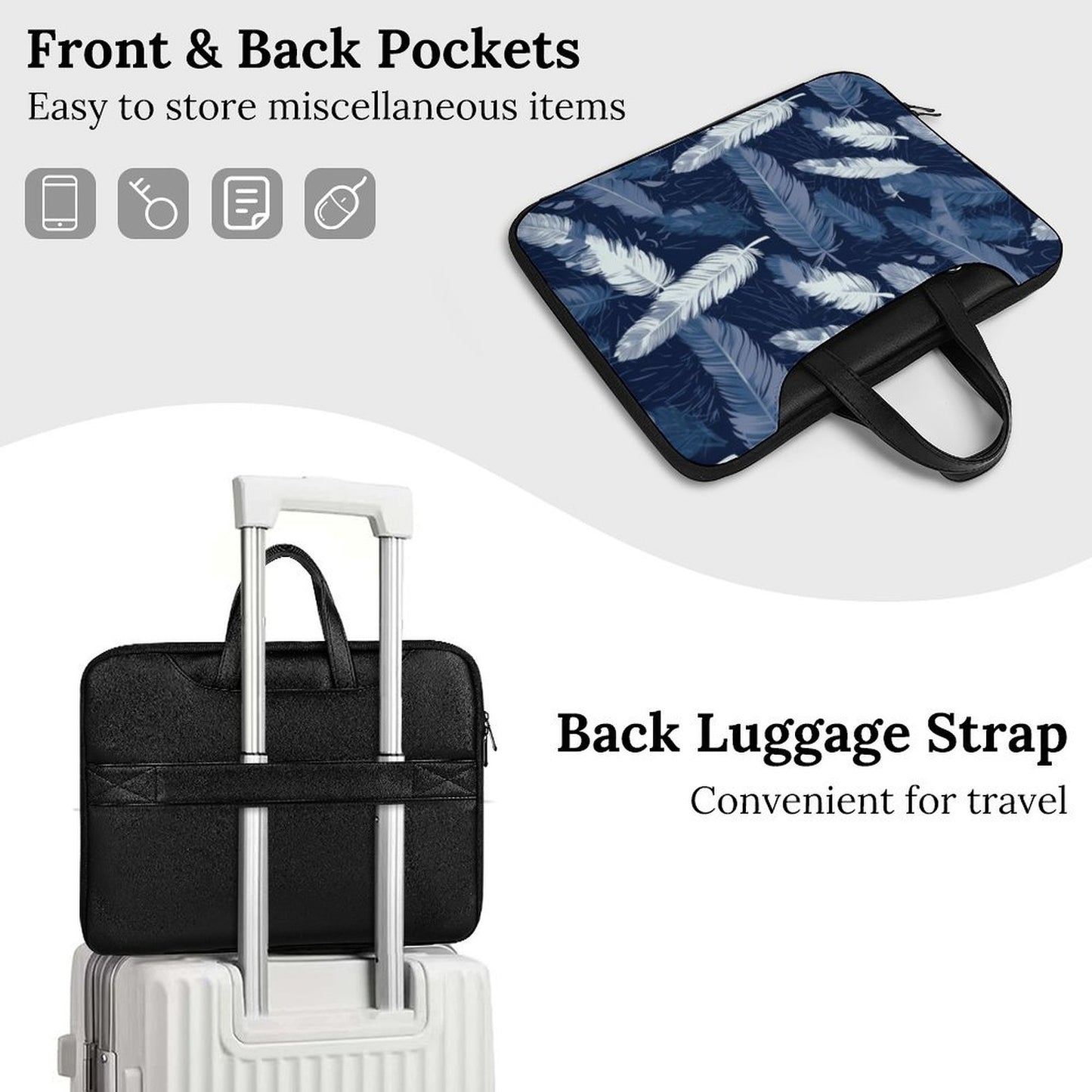 Feather Print Laptop Sleeve Bag – Model: Laptop Sleeve - 6A2B9K