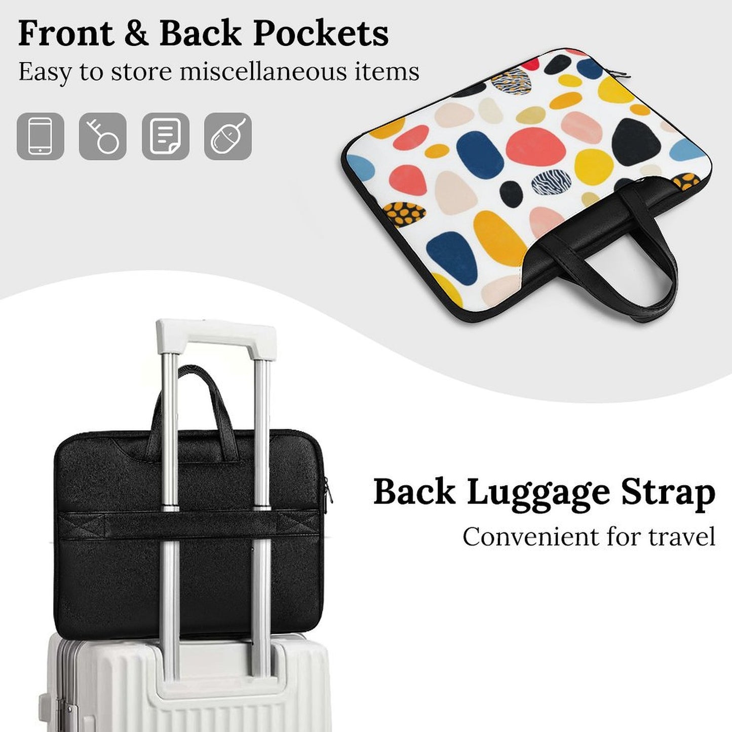 Colorful Dotted Laptop Bag with Back Strap, 180° Opening, Convenient for Travel - Laptop Bag fit for 13 inch/15 inch laptop - Modle:Laptop-7E2F1C