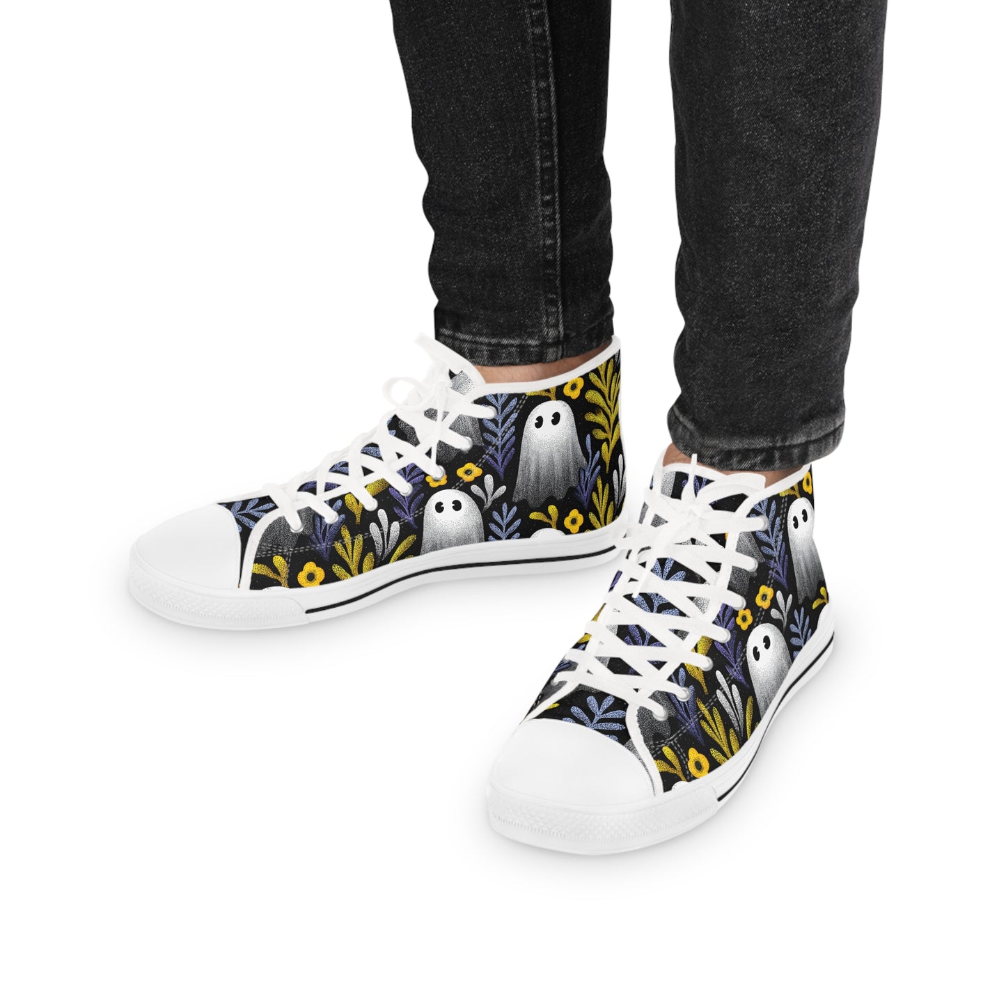 Unique Gift for Halloween, Ghost Canvas Sneakers High Tops|Halloween Gift for Libra & Pisces