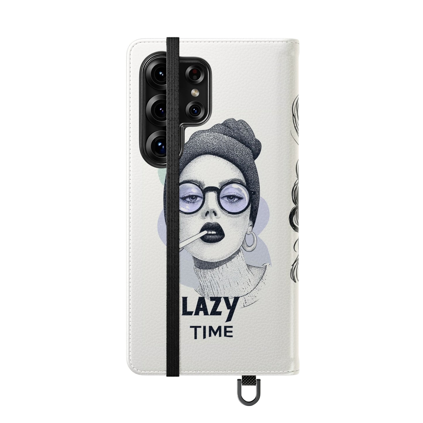 Phone Wallet Flip Case, Lazy Time Girl Design, Stylish Smartphone Case -iPhone case & Samsung Galaxy case, Gift for Her, Phone Accessory