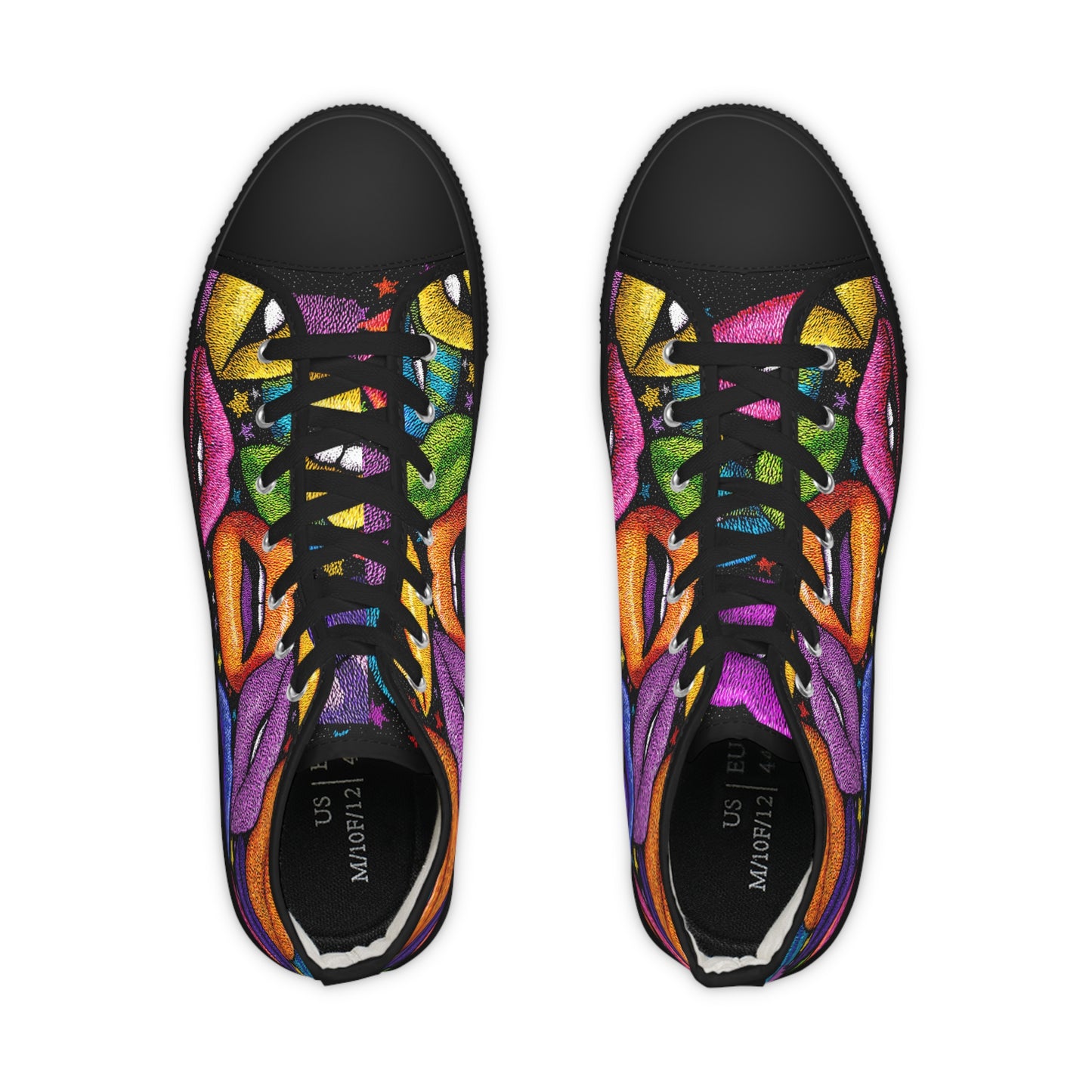 High Top Sneakers - Funky Colorful Lips Design