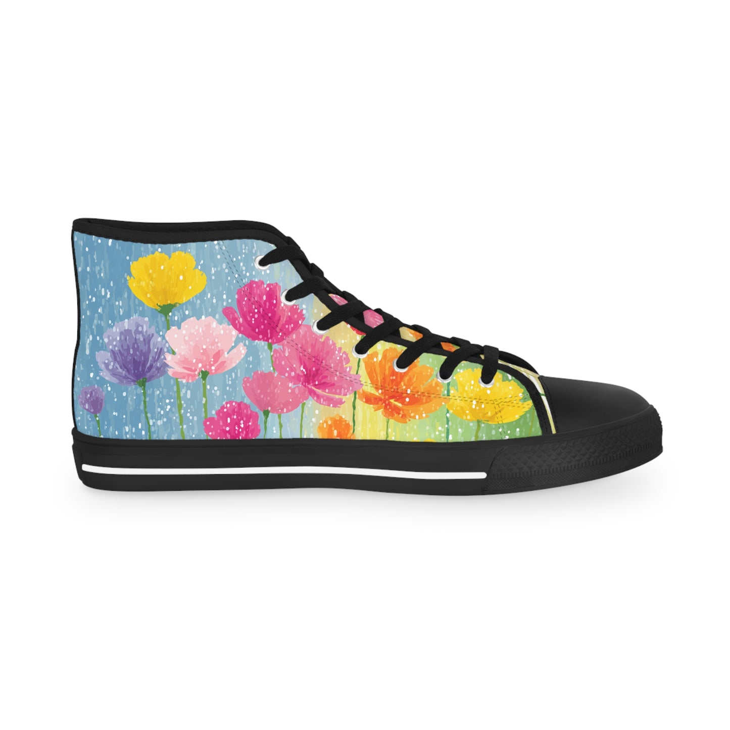 Floral Sneakers|Colorful Floral High Top Sneakers for Spring, Customizable Sneaker Gift, Trendy Footwear, Summer Shoes, Unique Art Sneakers