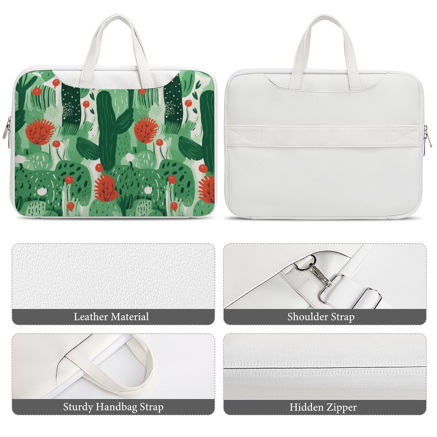 Green & Red Flower Cactus Laptop Bag fit for 13 inch/15 inch laptop - Modle:Laptop-6D2F1C