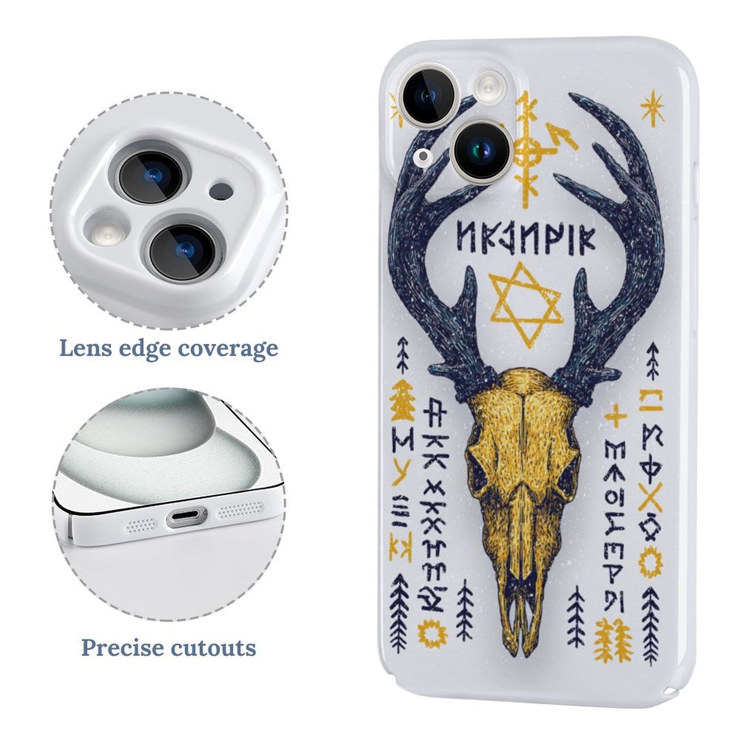 Nordic Rune Deer Skull iPhone 15 Case – Gift for Sagittarius & Capricorn