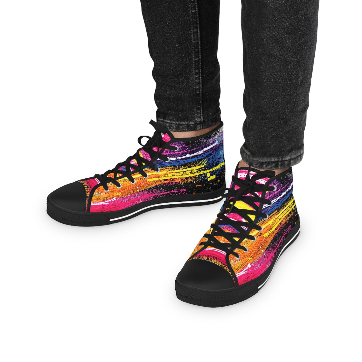 Colorful Sneakers-Graffiti Rainbow High Top Sneakers: Gift for Aquarius & Leo