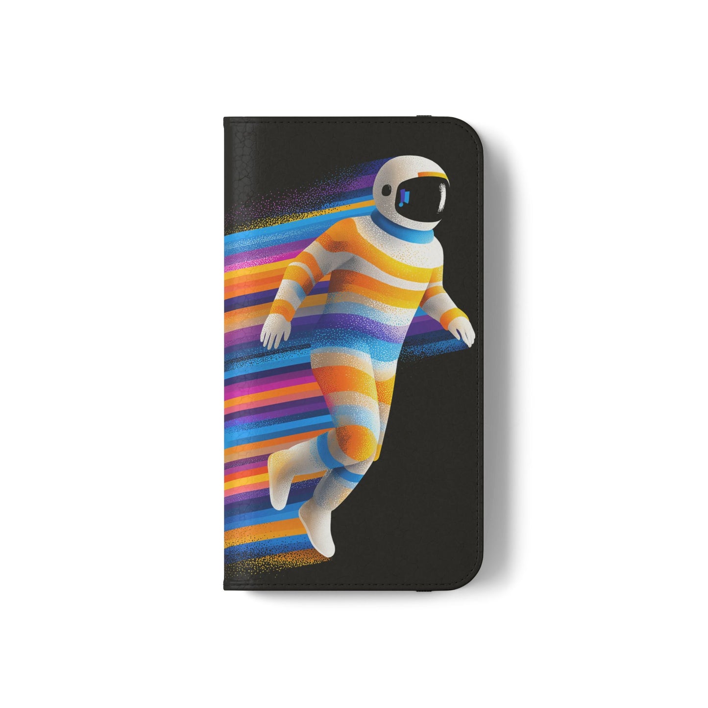 Rainbow Astronaut Flip Wallet Phone Case - Colorful Space Art Cover for iPhone 16 15 14 13 12 11 Pro Max & Samsung Galaxy S series