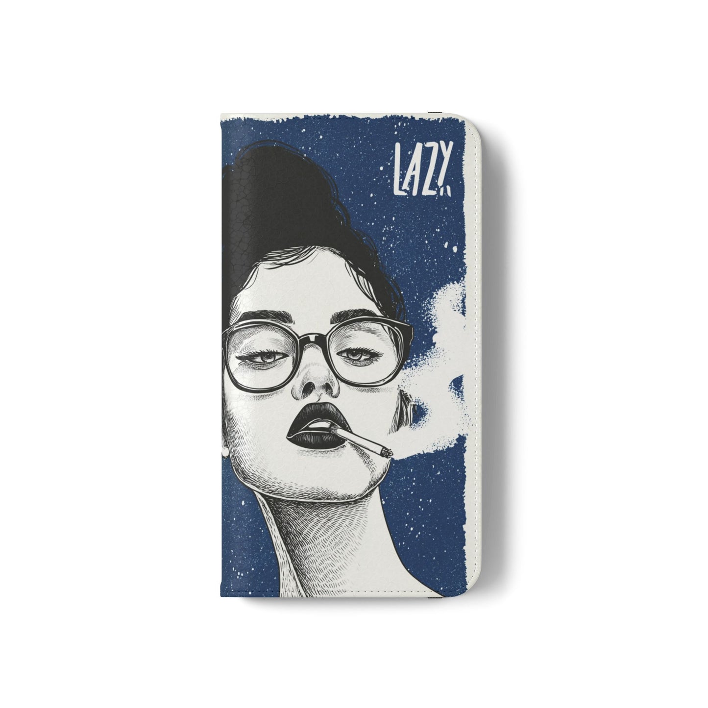 Phone Wallet Flip Case, Lazy Time Girl Design, Stylish Smartphone Case -iPhone case & Samsung Galaxy case, Gift for Her, Phone Accessory