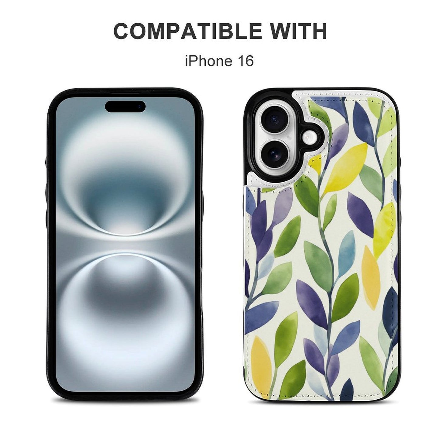 Watercolor Leaf iPhone 16 Wallet Case | Gift for Gemini & Libra