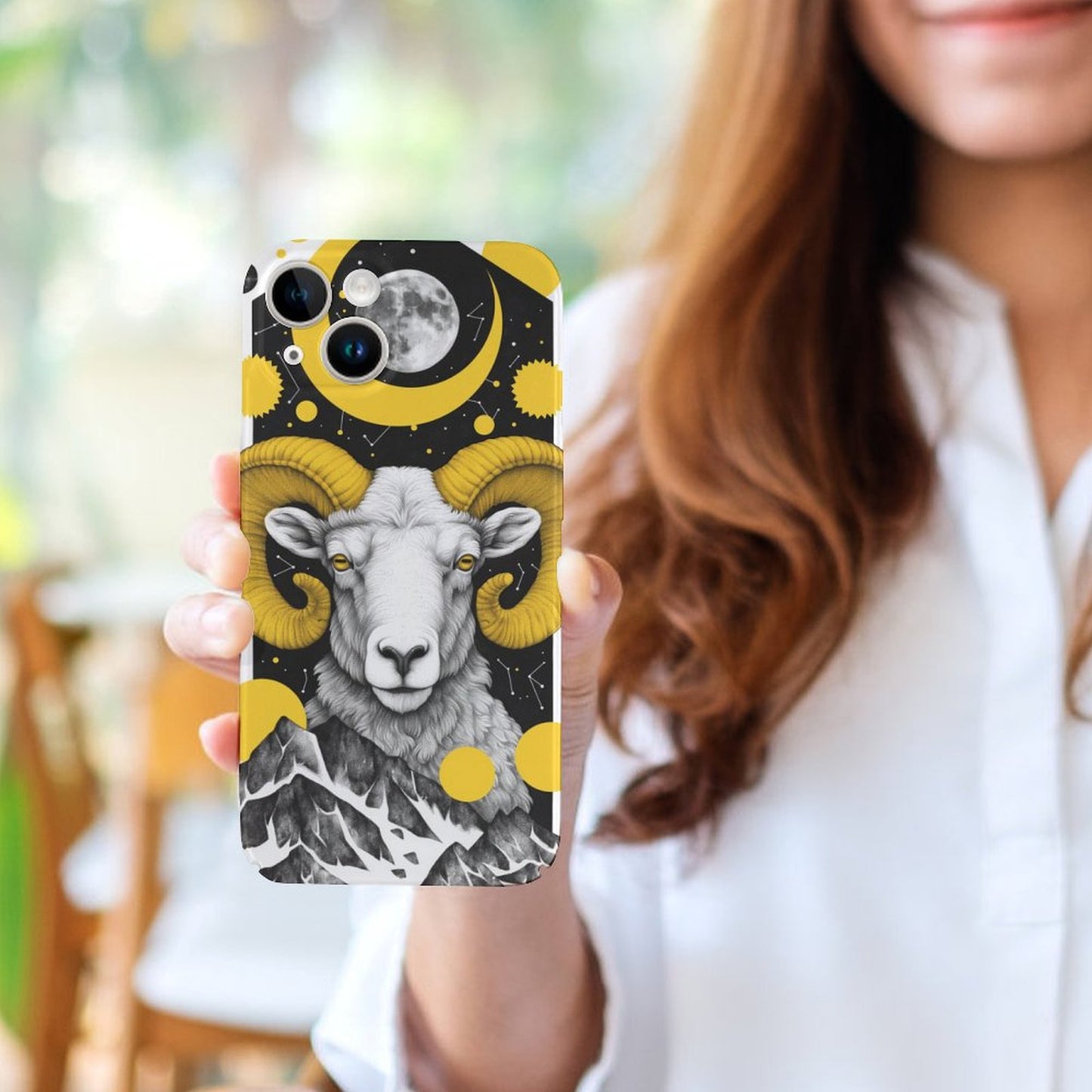 Mystic Ram Zodiac iPhone 15 Case – Gift for Aries & Capricorn